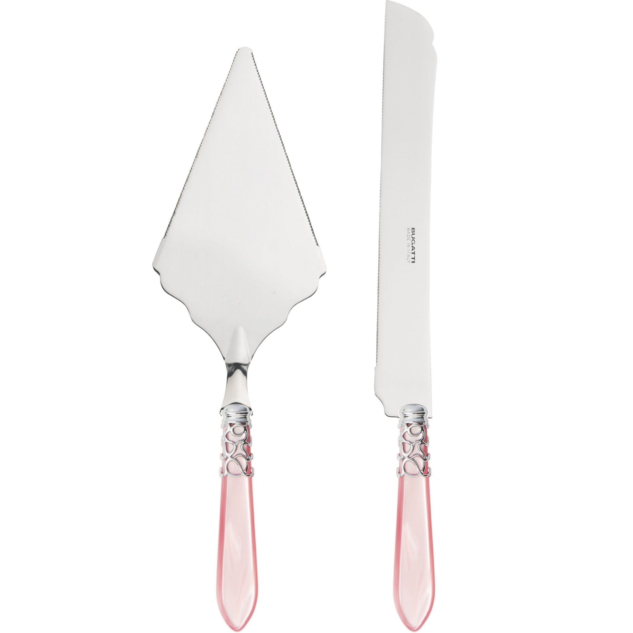 Melodia Brilliant 2 Piece Large Cake Serving Set serrated - Pink-Casa Bugatti USA