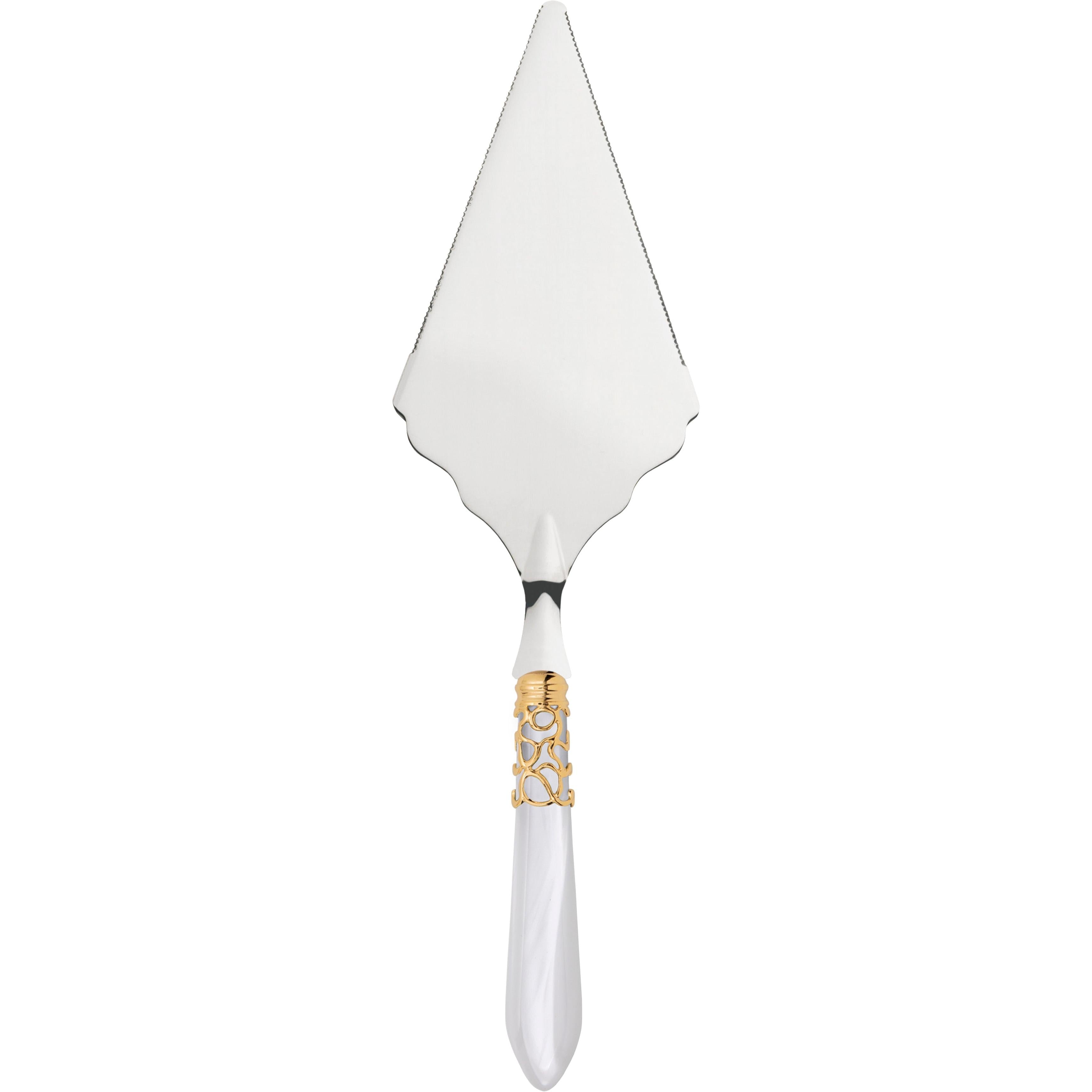 Melodia Gold Large Cake Server Serrated - White-Casa Bugatti USA