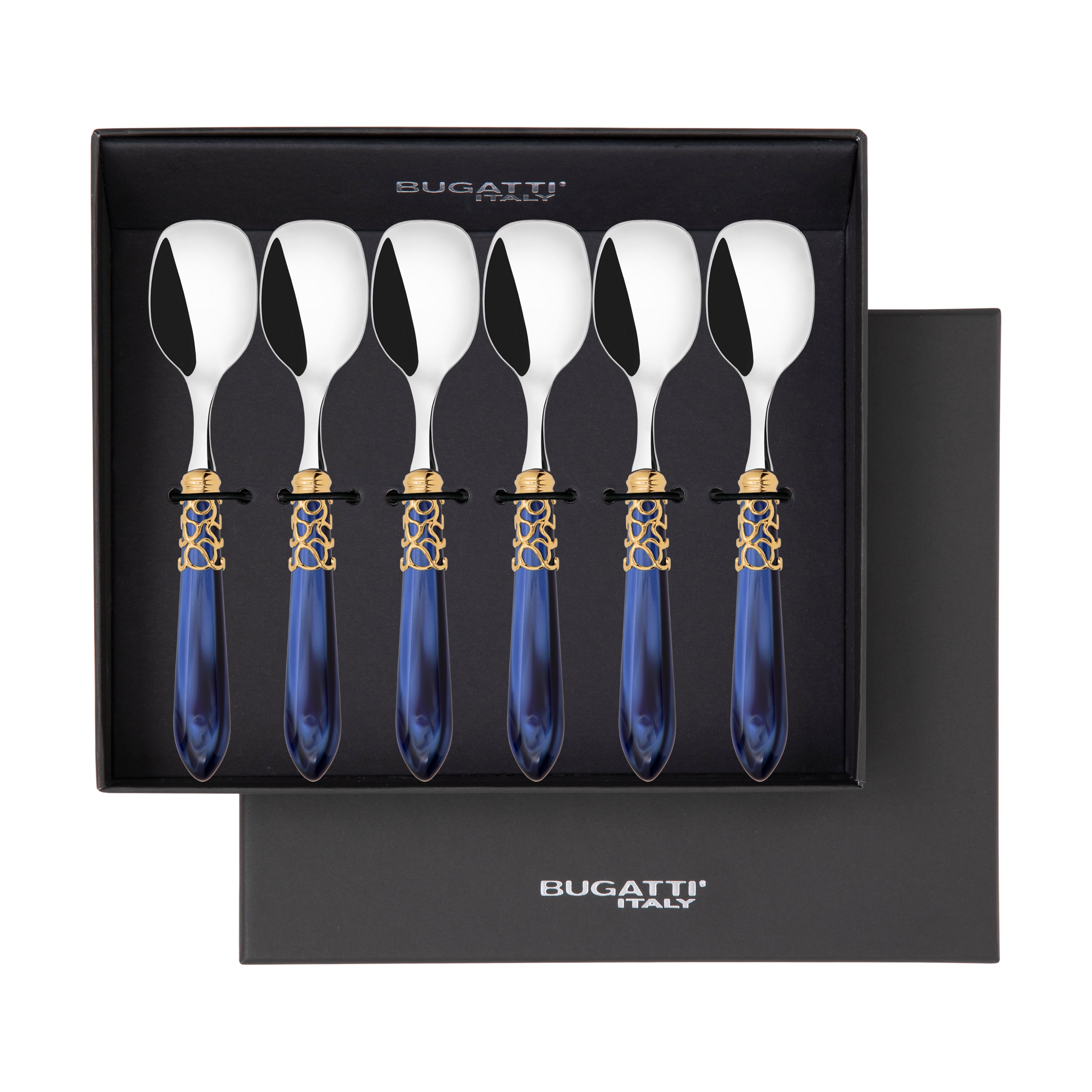 Melodia Gold Ice Cream Spoons Set - Royal Blue-Casa Bugatti USA