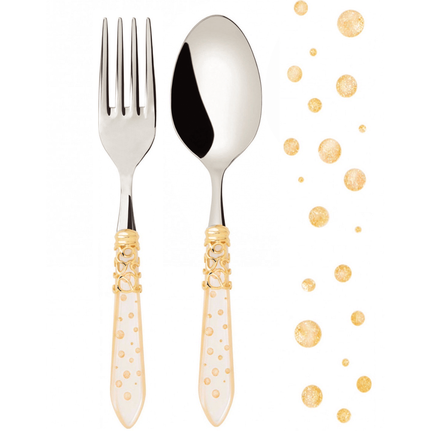 Melodia Galleria Gold ring 2 Piece Serving Set - Ivory-Casa Bugatti USA