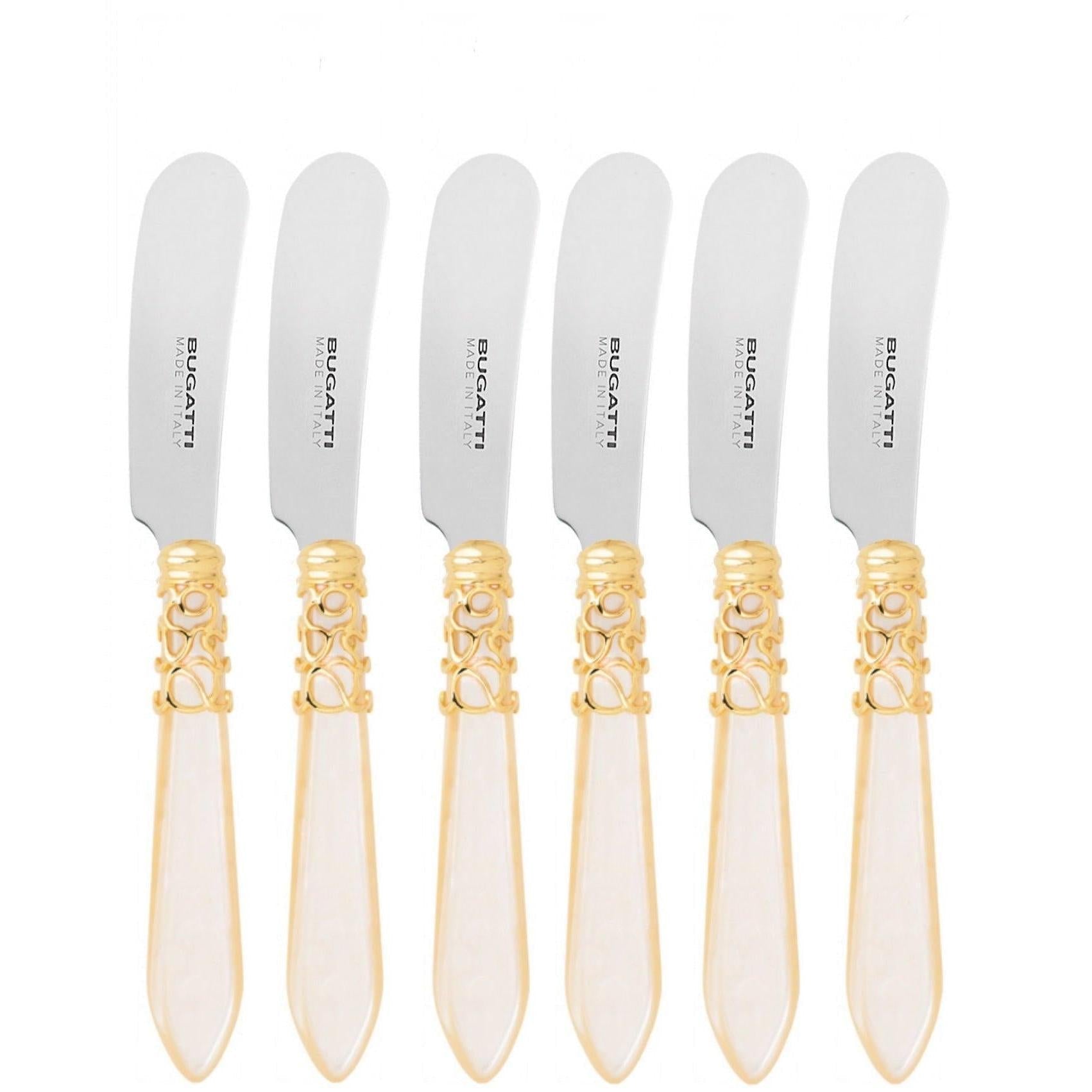 Melodia Gold Spreader / Butter Knife Set - ivory-Casa Bugatti USA
