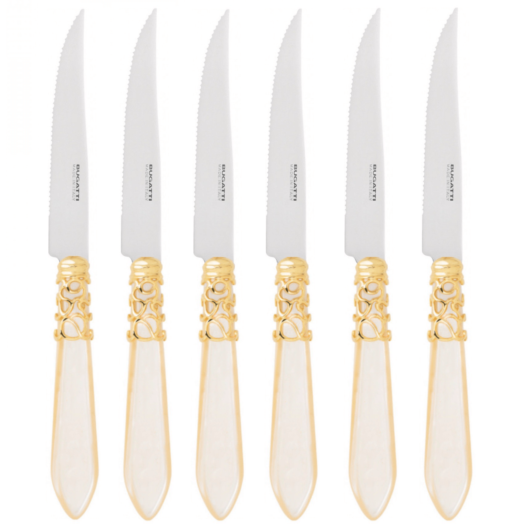 Melodia Gold 6 Piece Steak knife Set - Ivory-Casa Bugatti USA