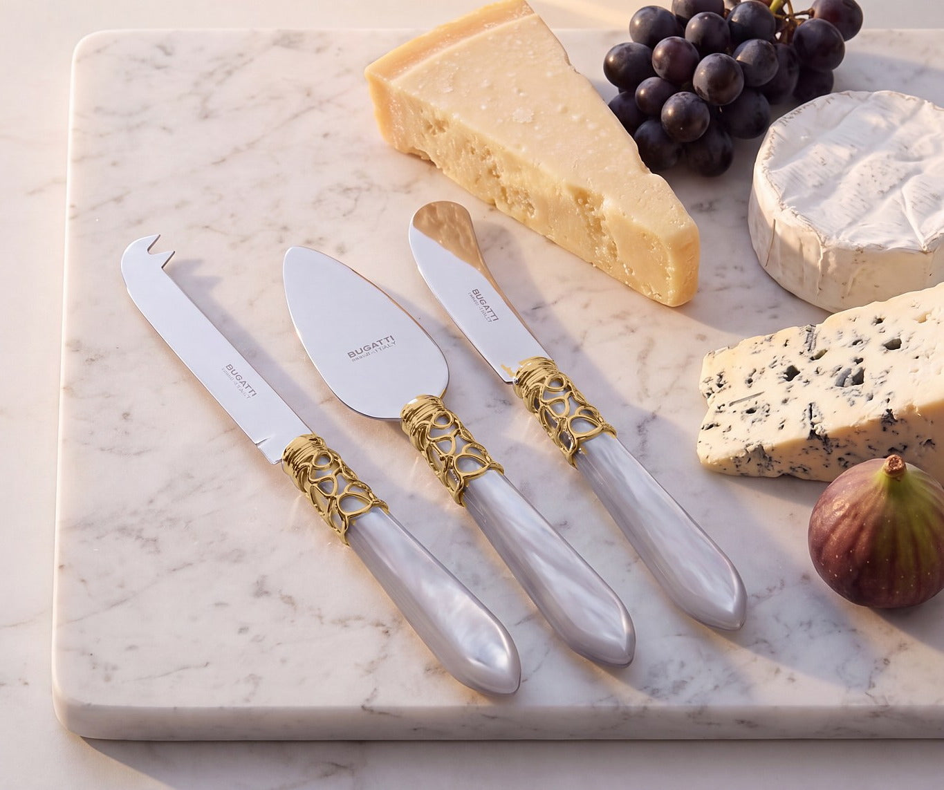 Melodia Gold 3 piece cheese knife set, Gray — Casa Bugatti