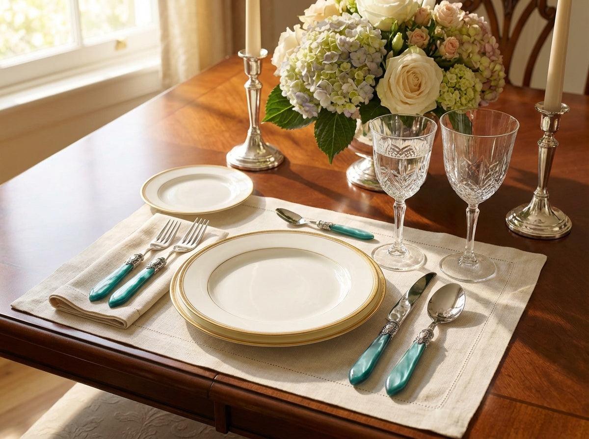 Oxford Antique 5 piece place setting - AQUA