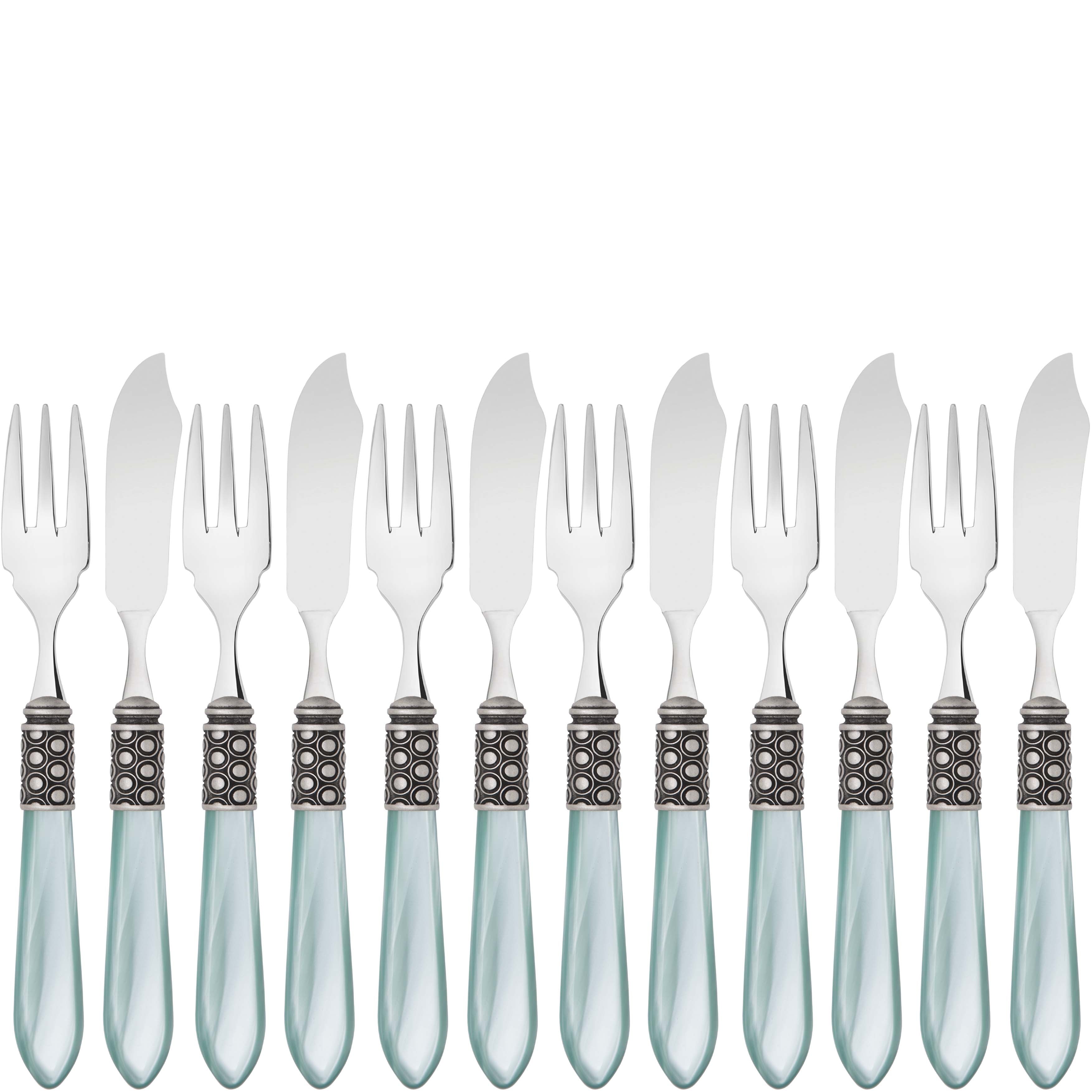 Optical Antique 12 Piece Fish Set - aqua