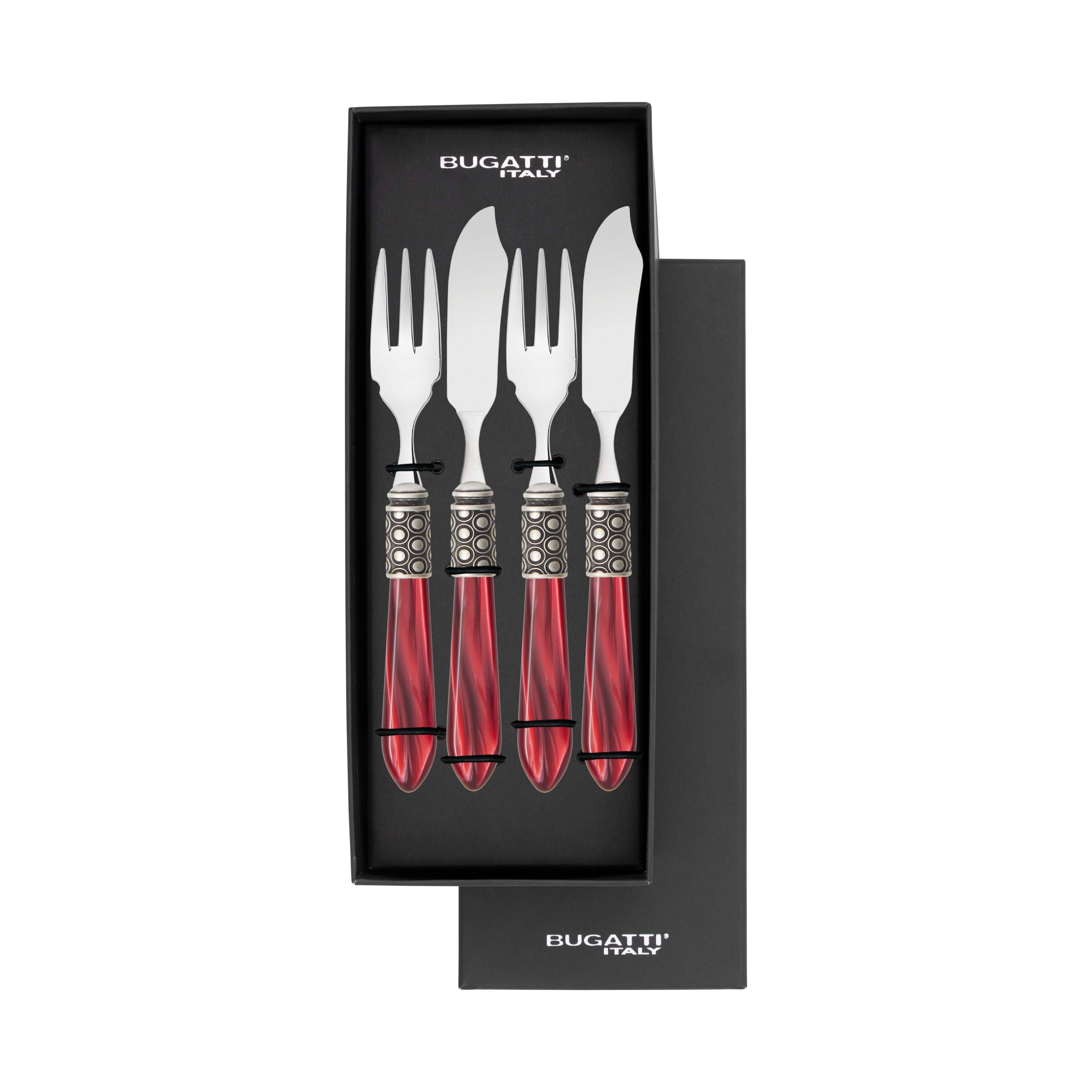 Optical Antique 12 Piece Fish Set - burgundy