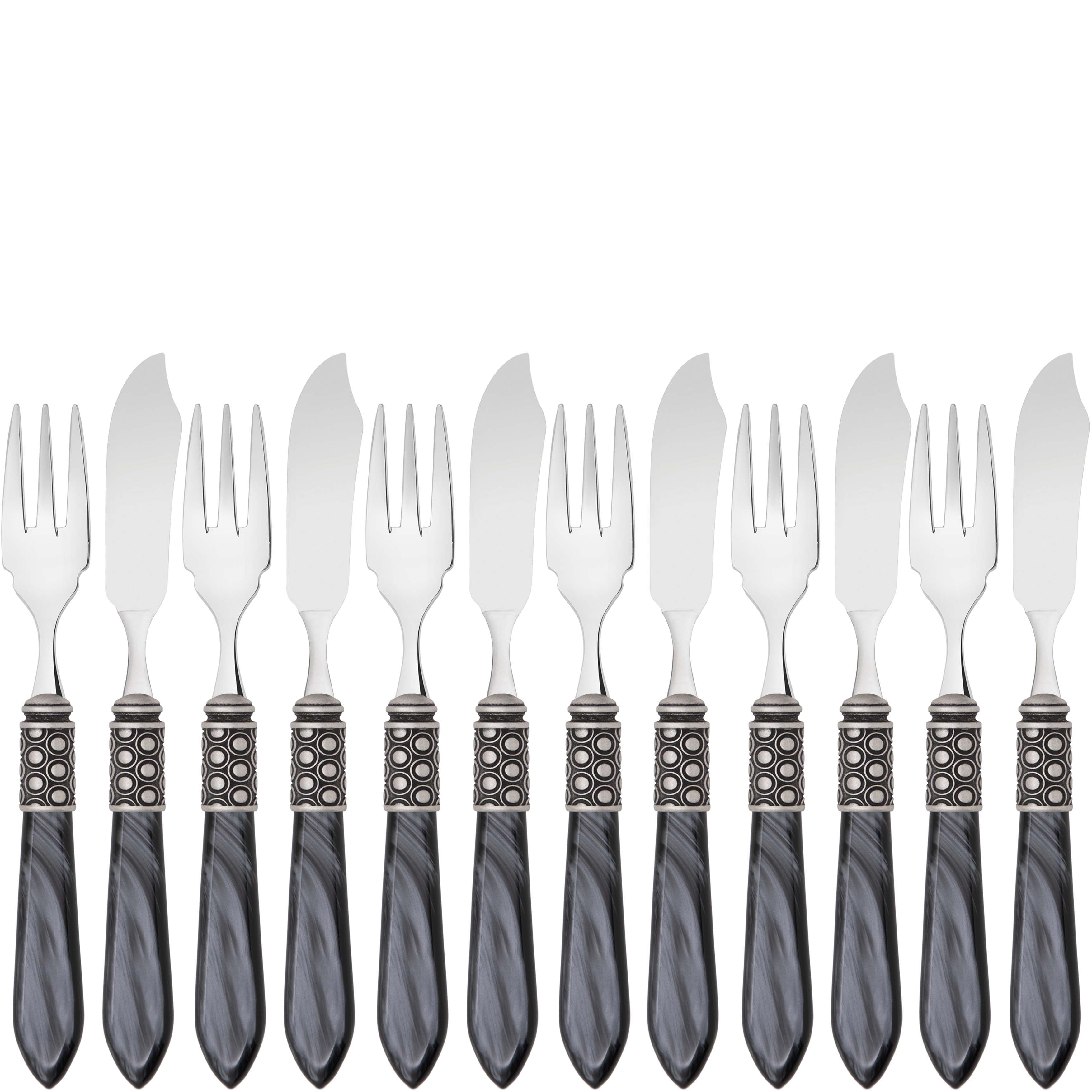 Optical Antique 12 Piece Fish Set - charcoal