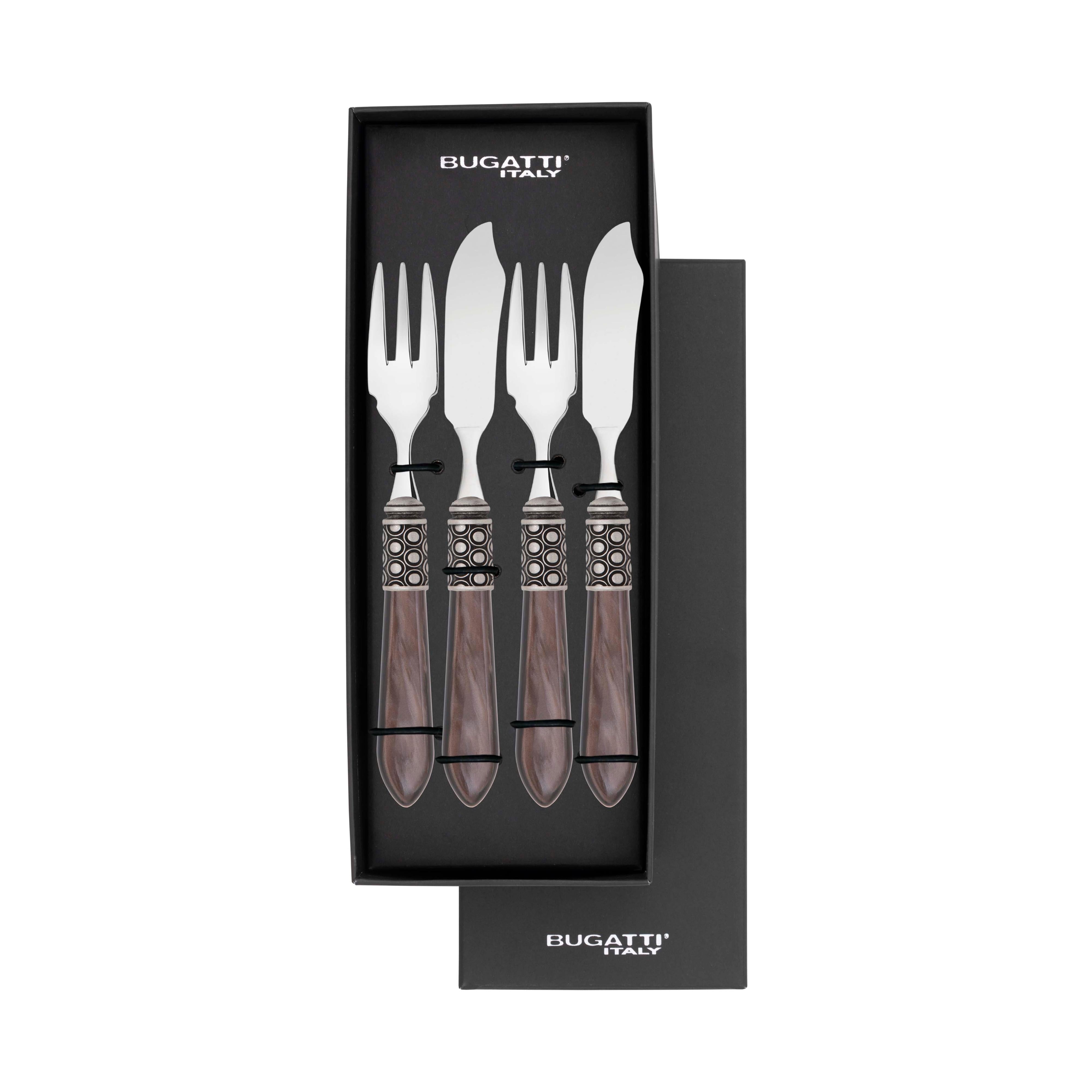 Optical Antique 12 Piece Fish Set - chocolate