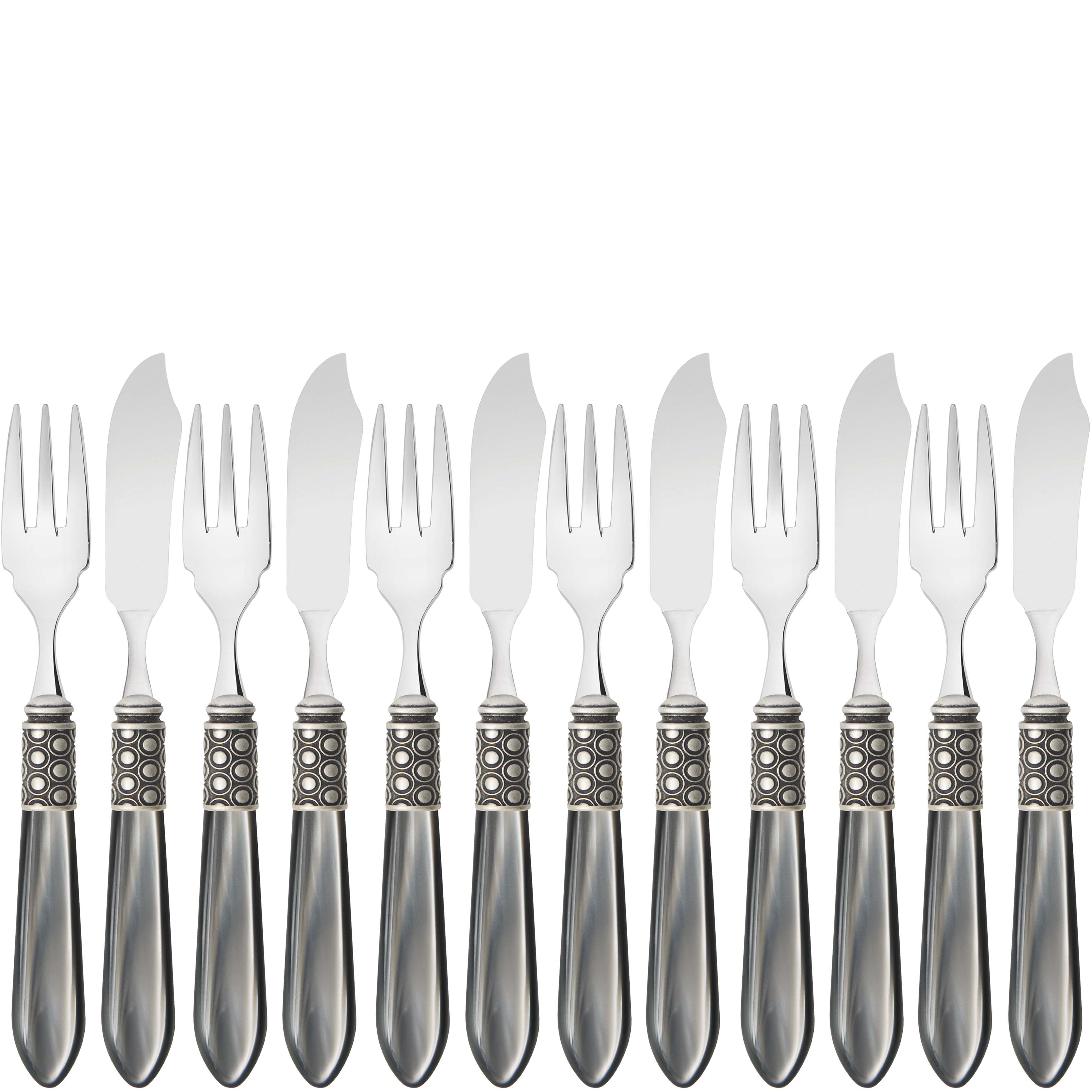 Optical Antique 12 Piece Fish Set - gray