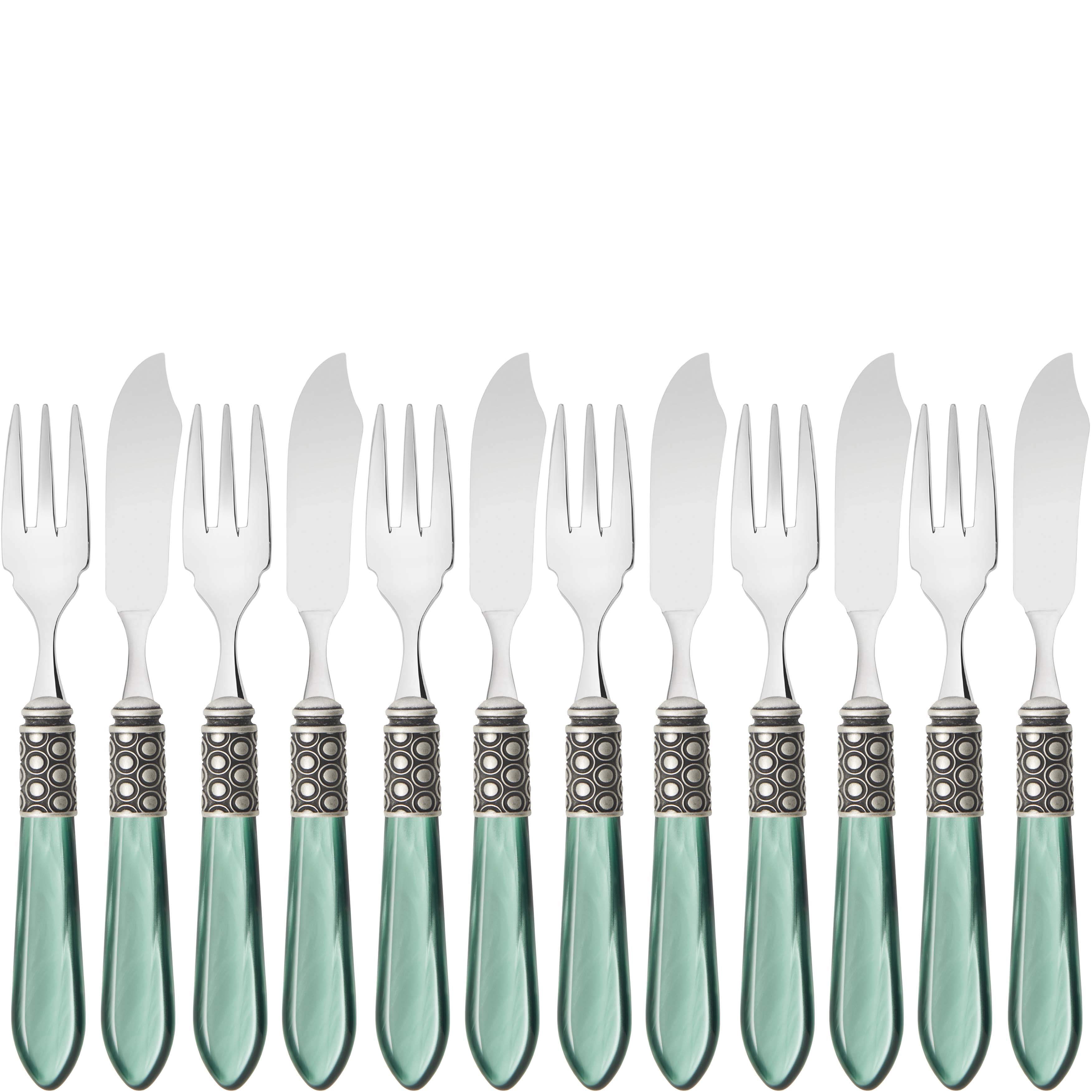 Optical Antique 12 Piece Fish Set - green