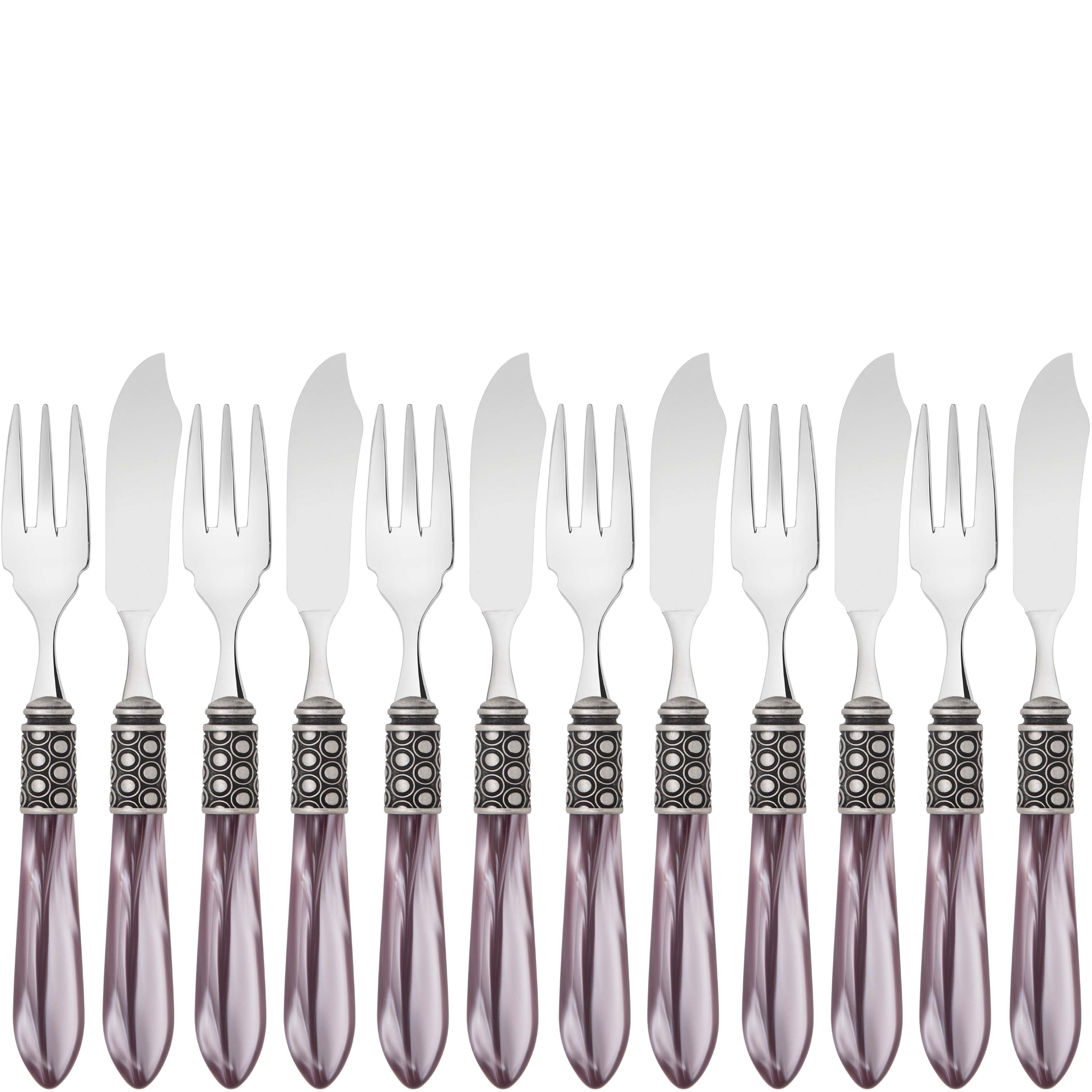Optical Antique 12 Piece Fish Set - lilac