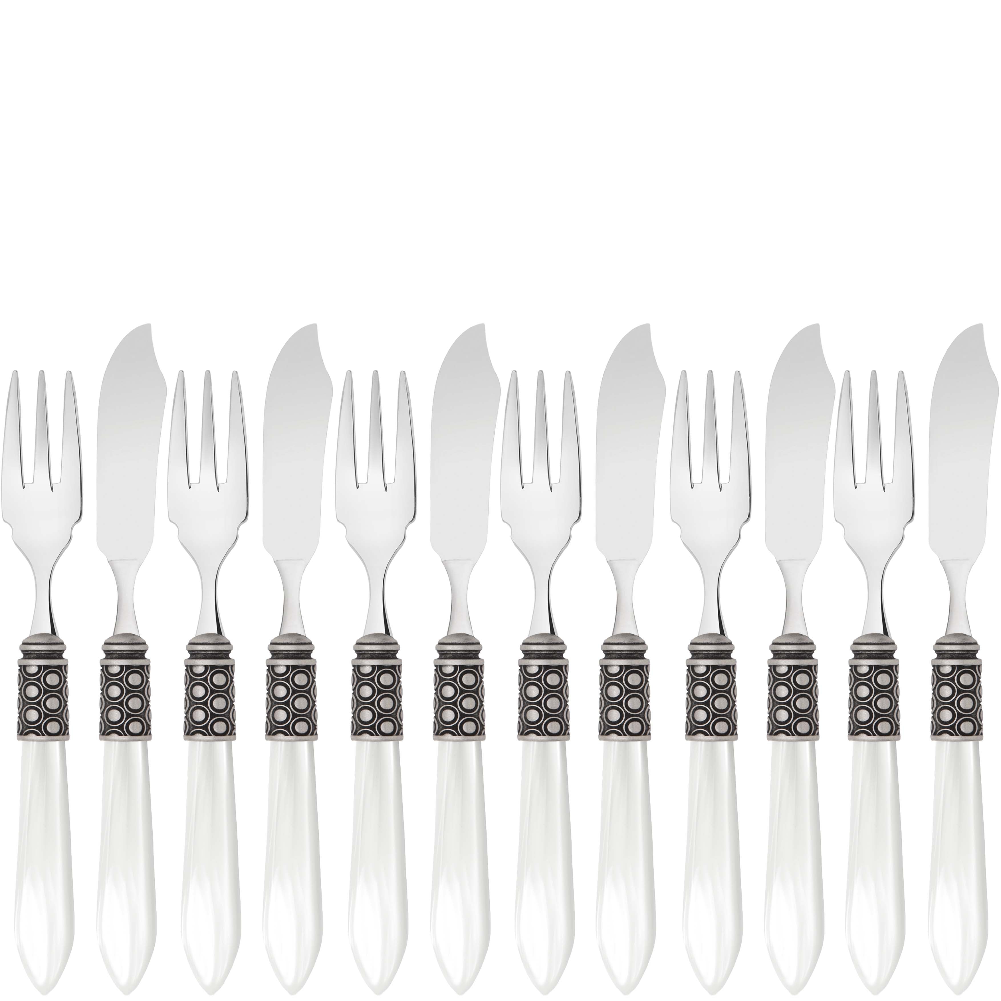 Optical Antique 12 Piece Fish Set - white