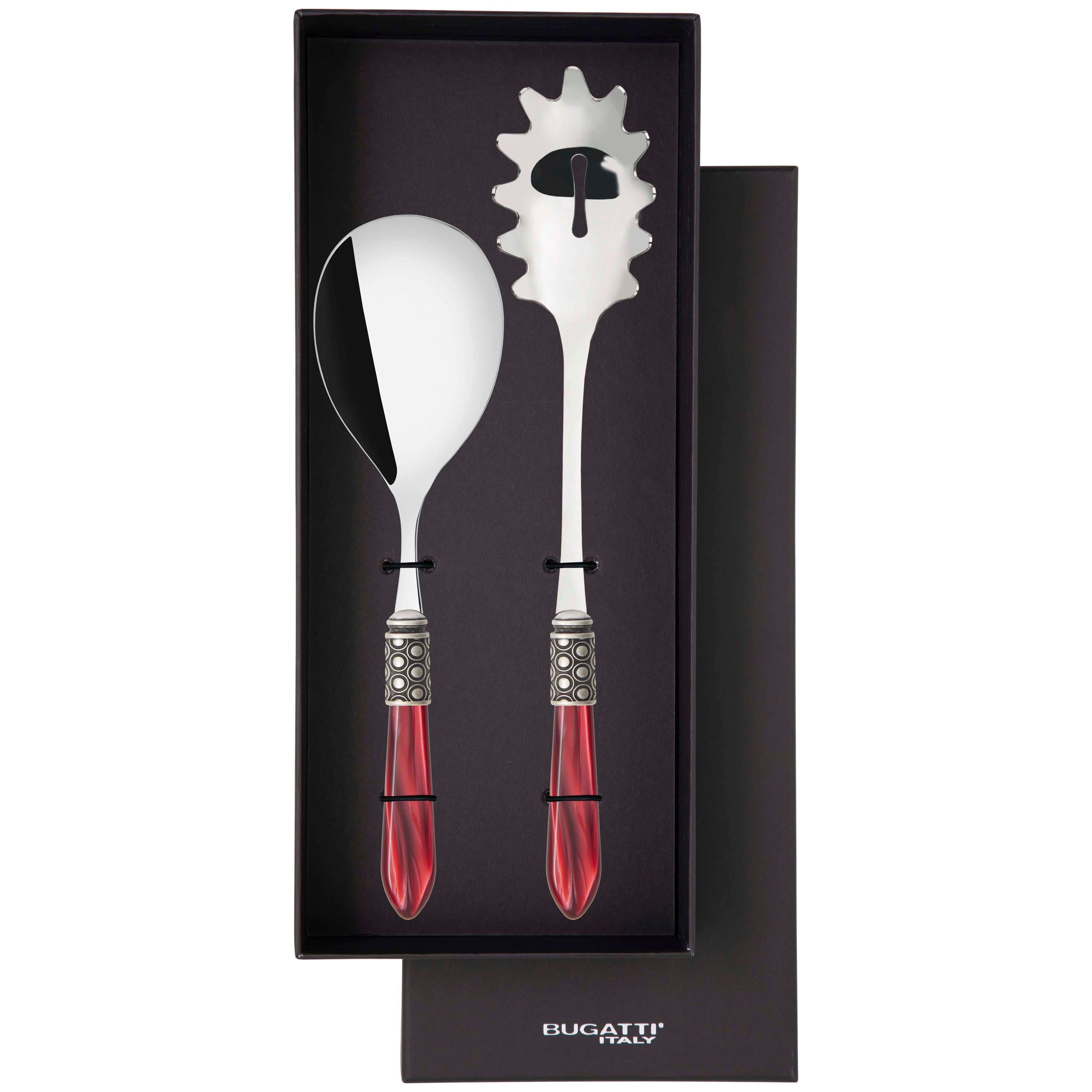 Optical Antique 2 Piece Pasta Set in gift box - burgundy