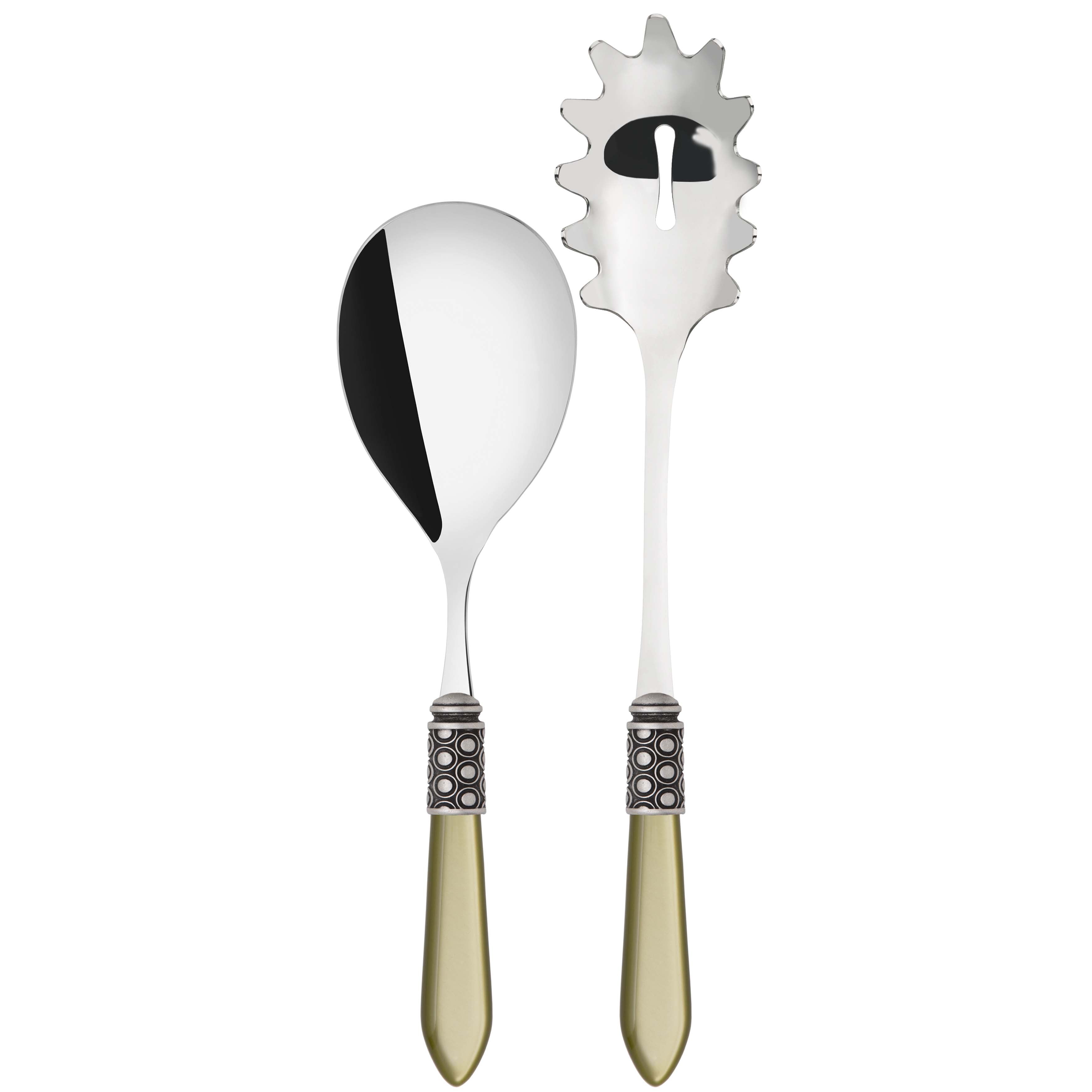 Optical Antique 2 Piece Pasta Set in gift box - chartreuse green
