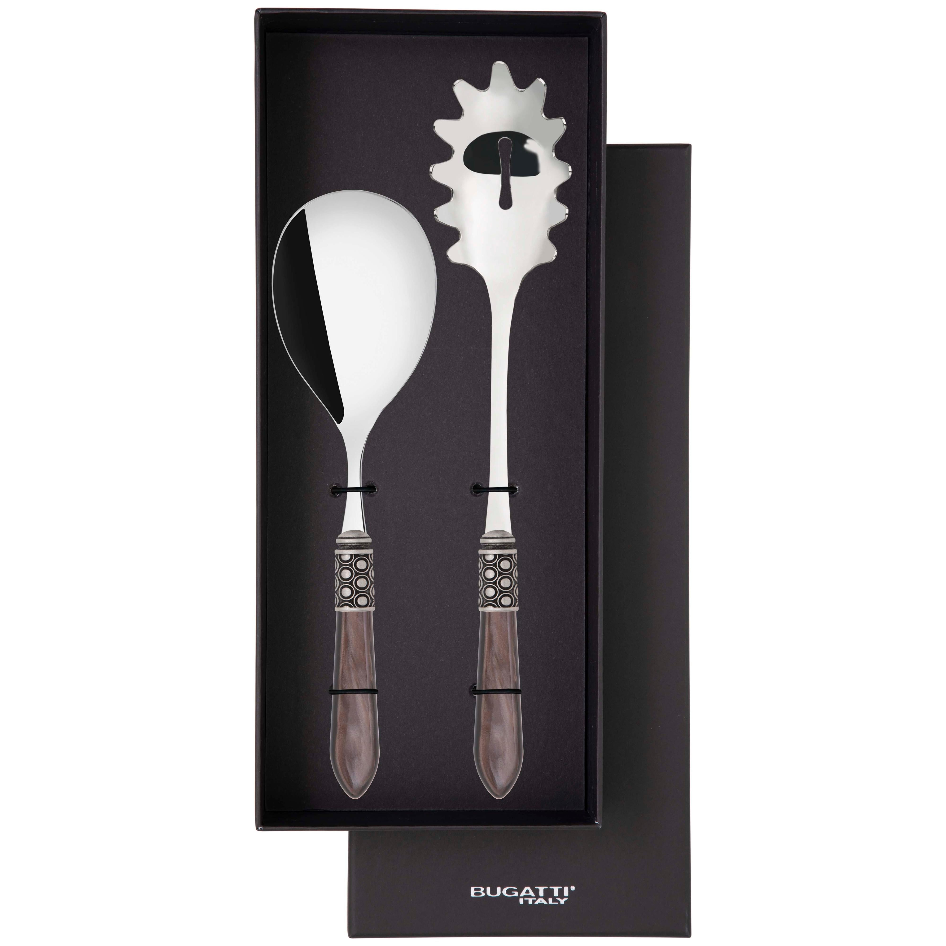 Optical Antique 2 Piece Pasta Set in gift box - chocolate