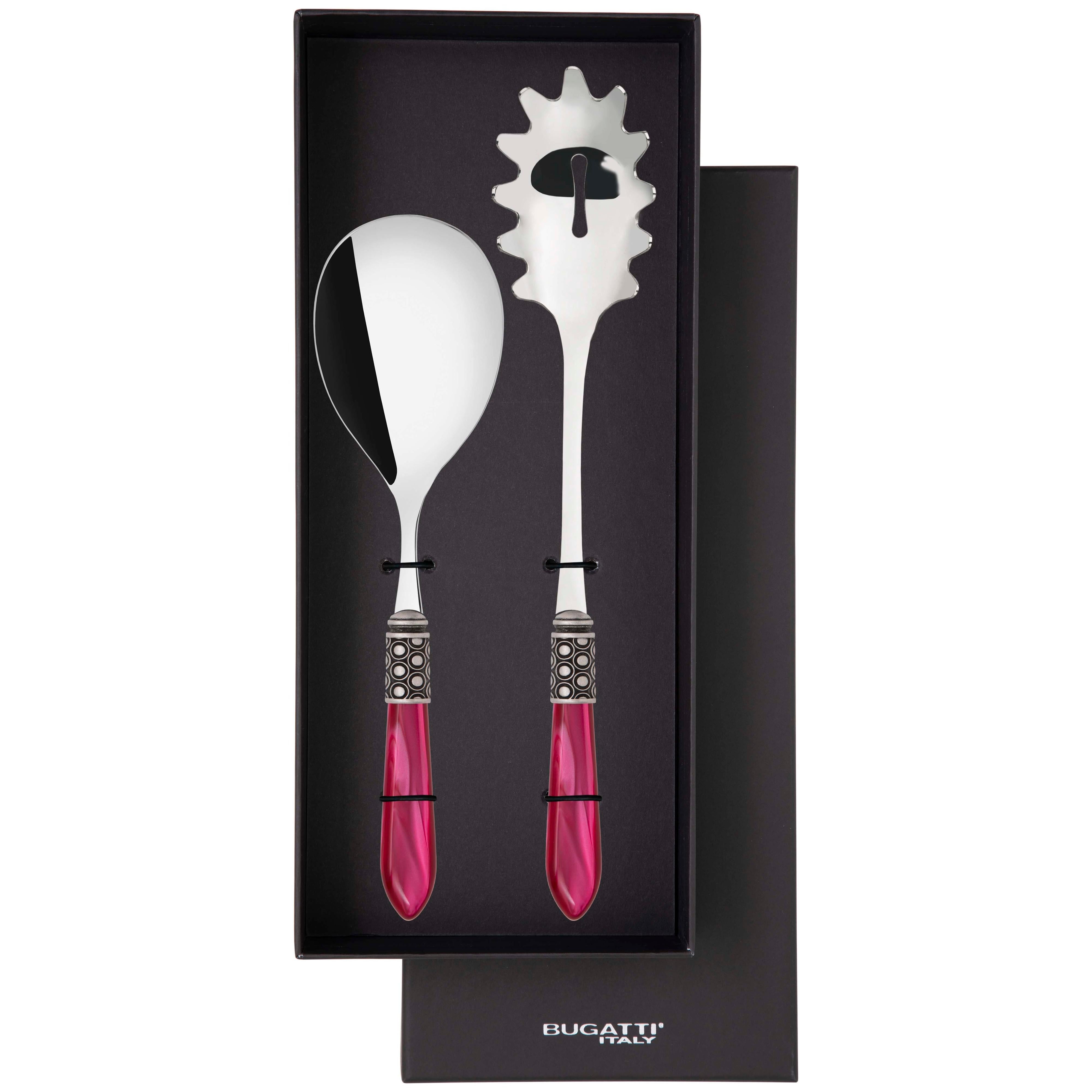 Optical Antique 2 Piece Pasta Set in gift box - raspberry