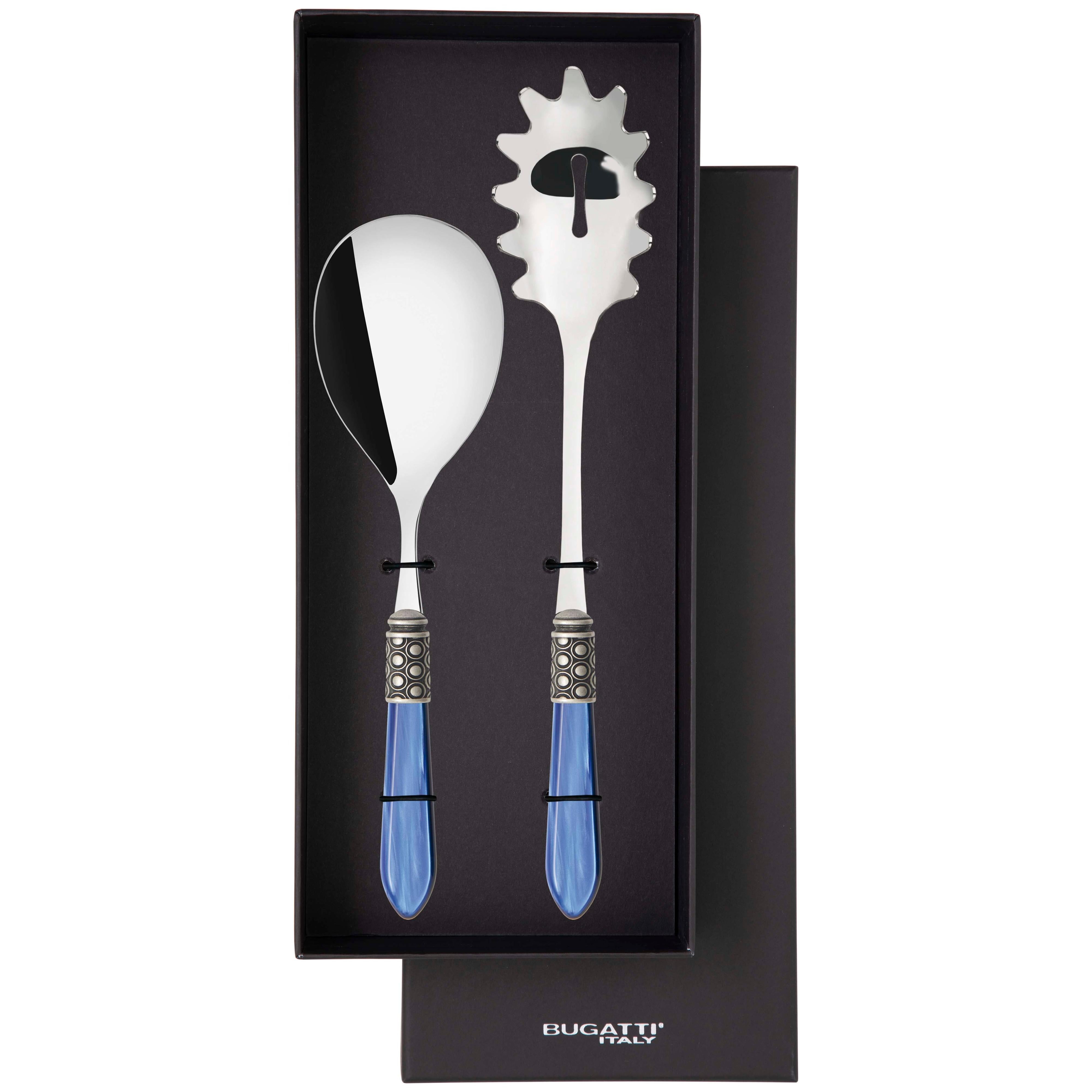 Optical Antique 2 Piece Pasta Set in gift box - royal blue