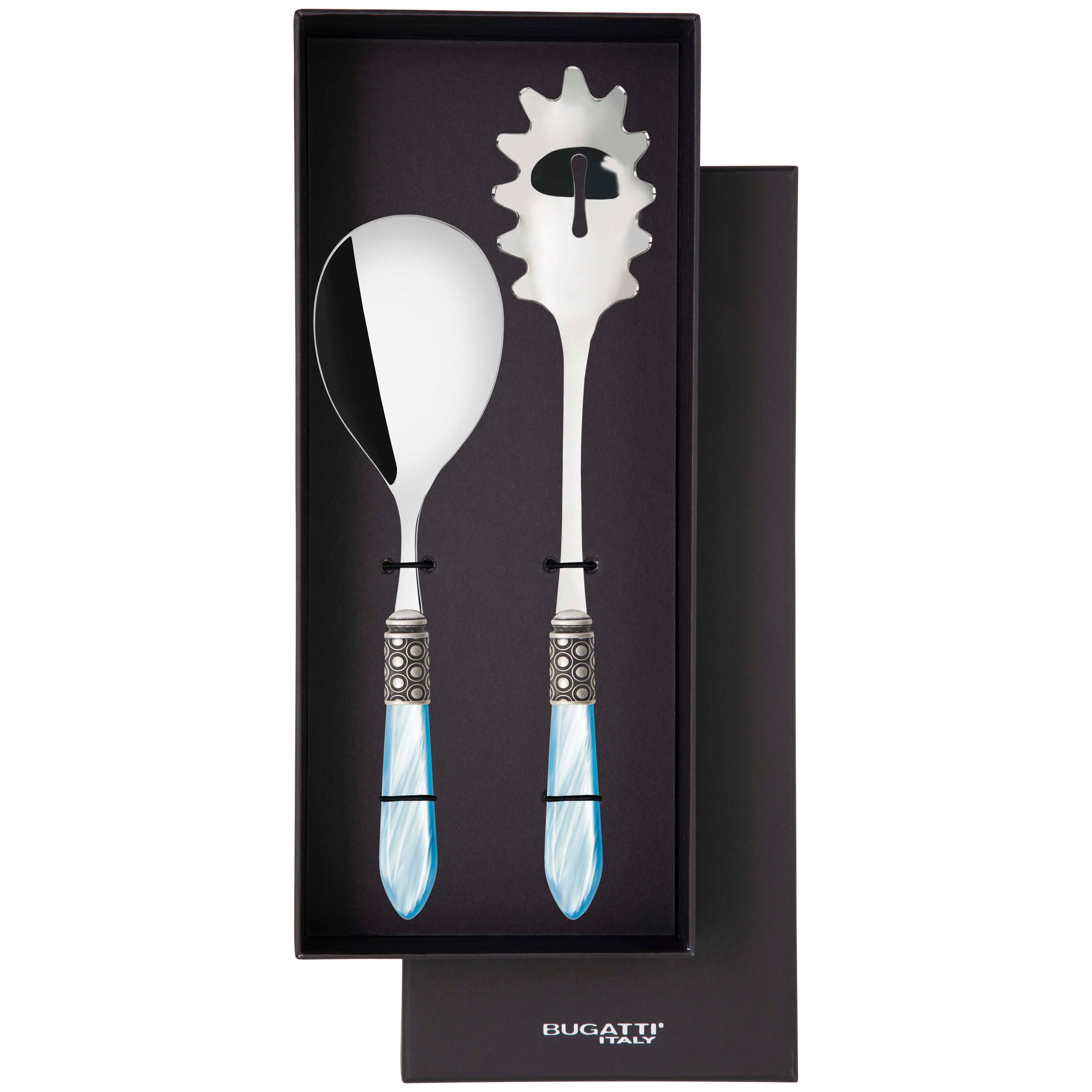 Optical Antique 2 Piece Pasta Set in gift box - sky blue