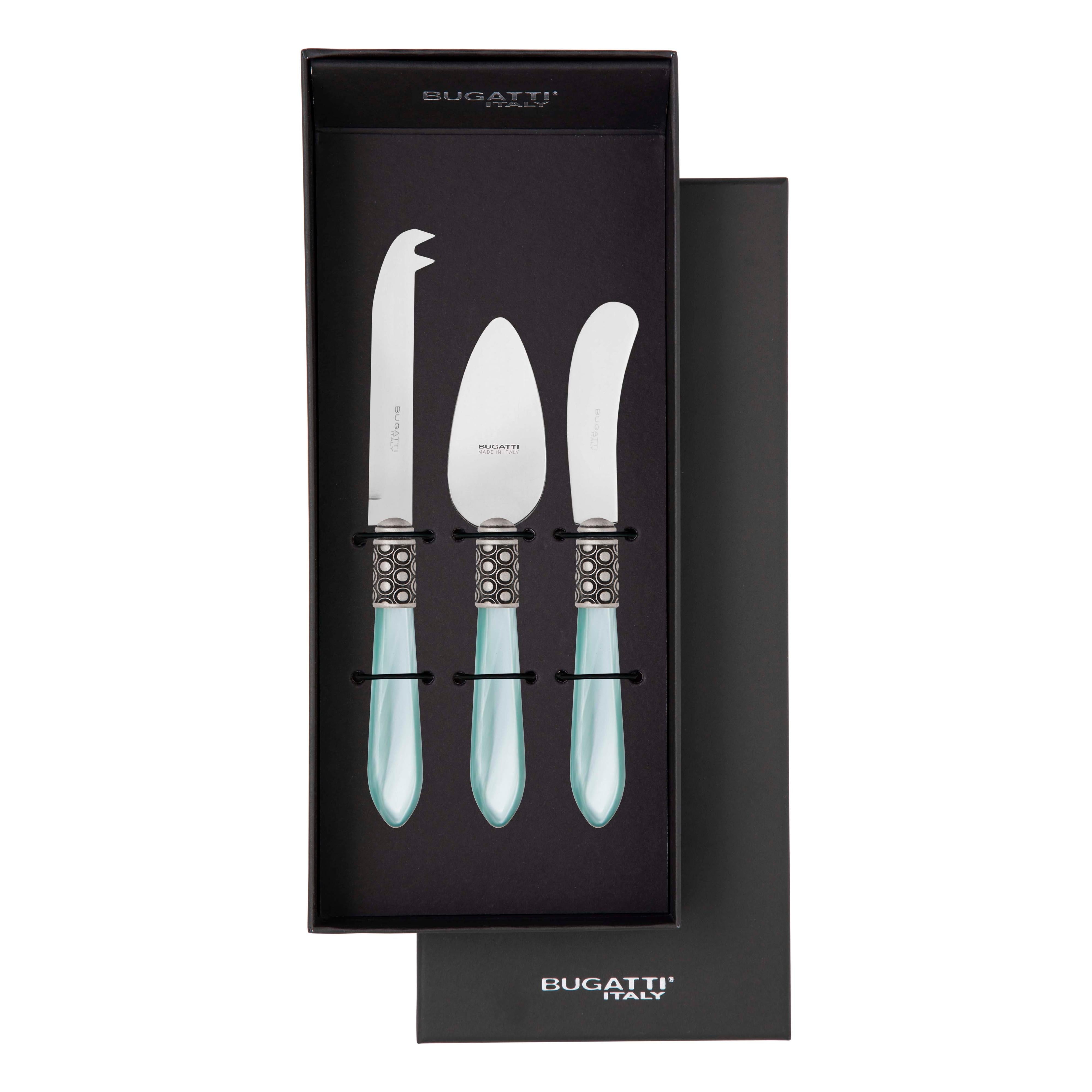 Optical Antique 3 Piece Cheese Knife Set - aqua