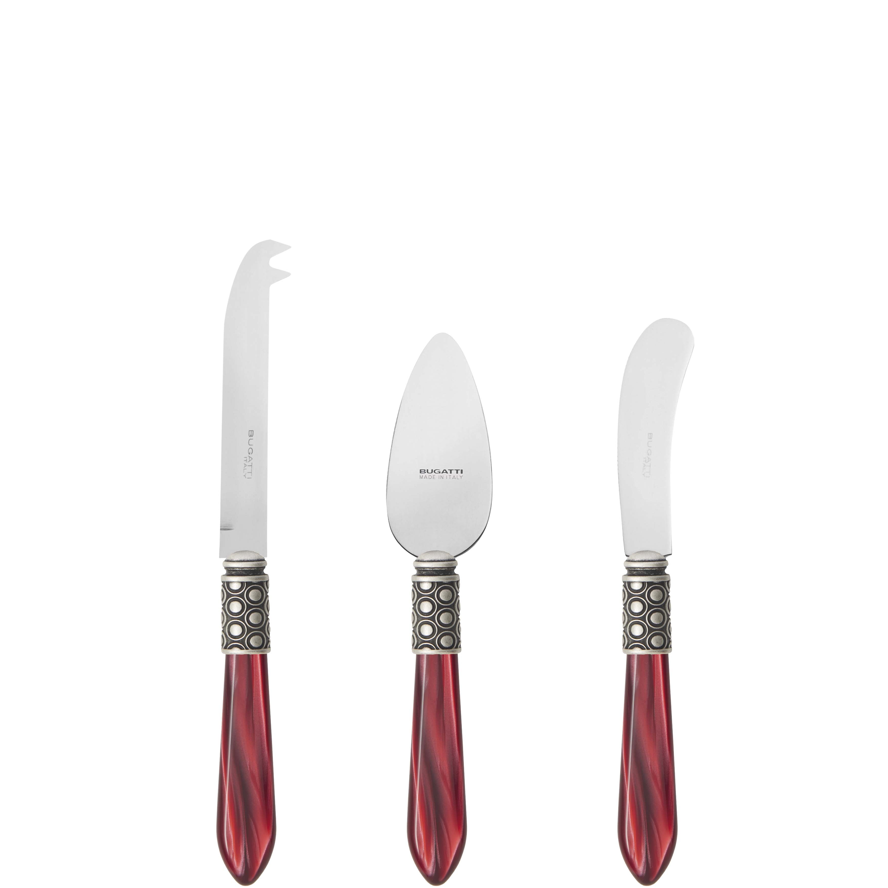 Optical Antique 3 Piece Cheese Knife Set - burgundy