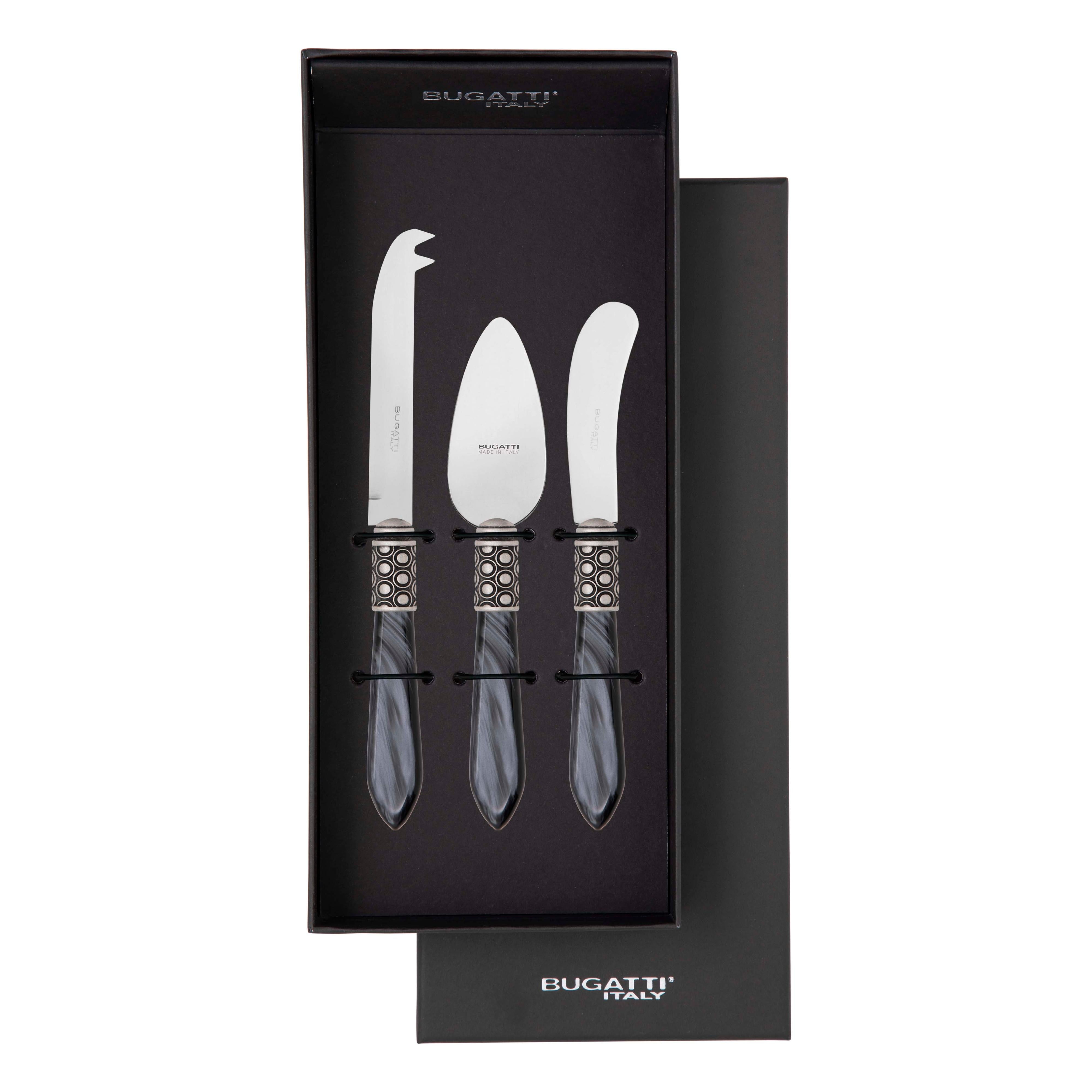 Optical Antique 3 Piece Cheese Knife Set - charcoal
