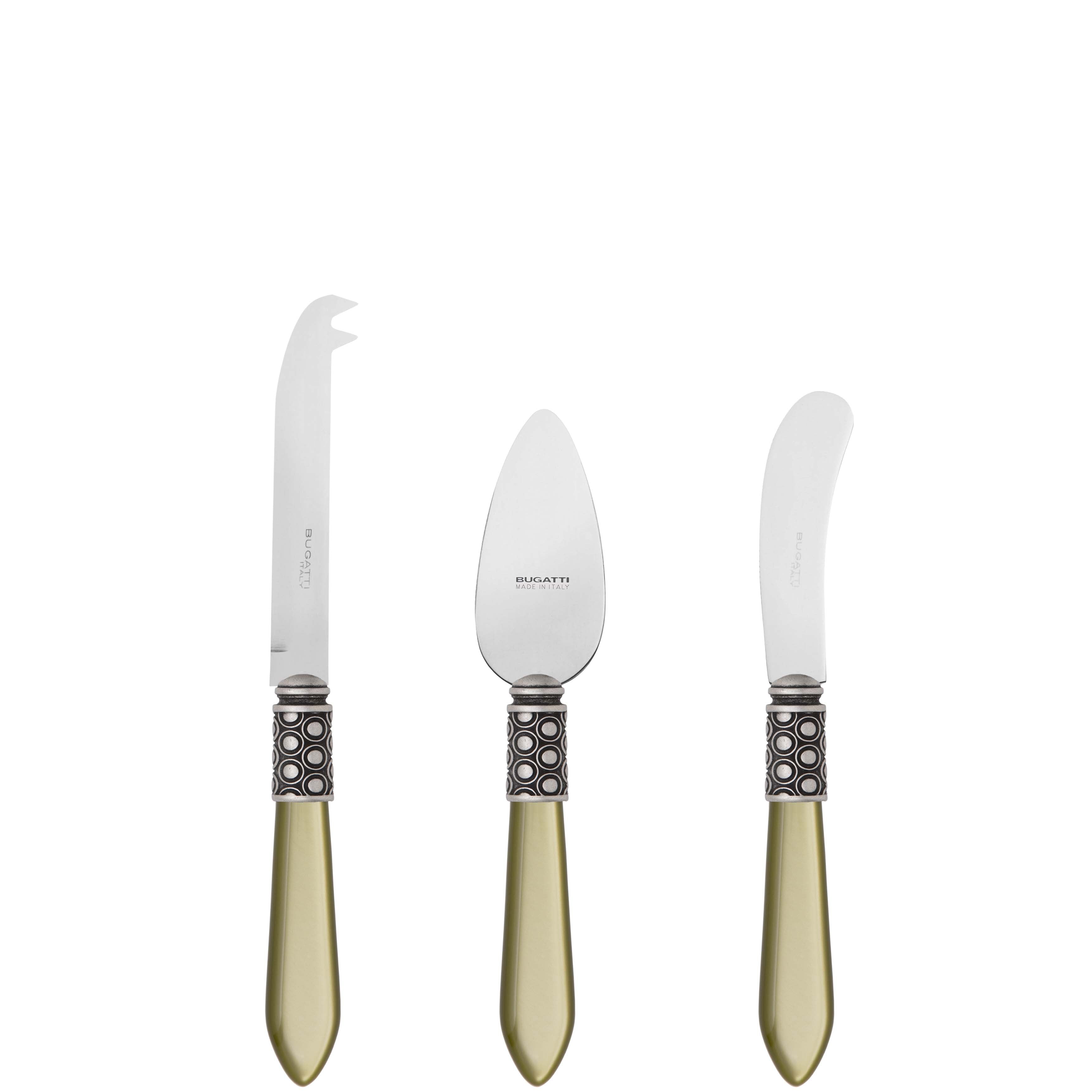 Optical Antique 3 Piece Cheese Knife Set - chartreuse green