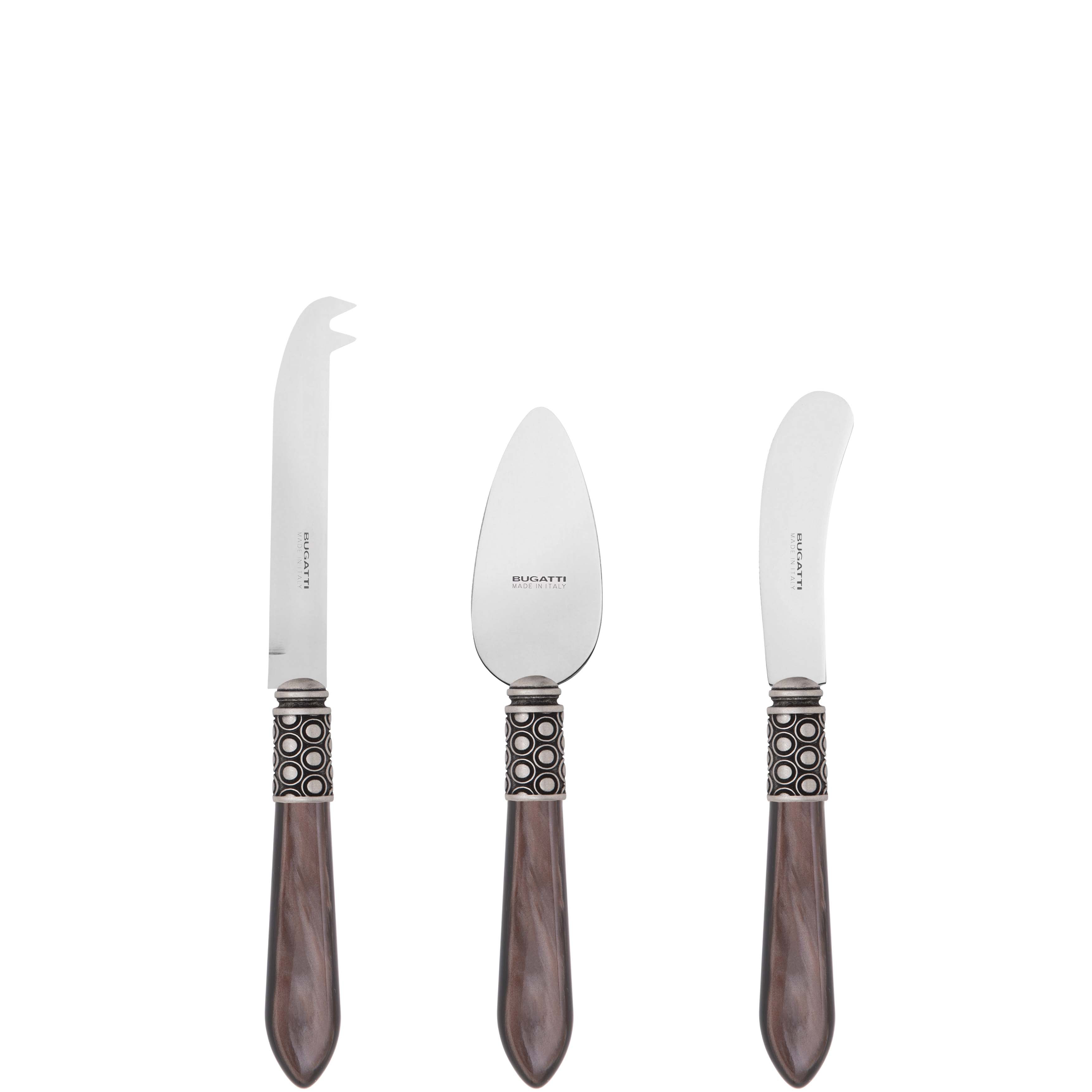 Optical Antique 3 Piece Cheese Knife Set - chocolate
