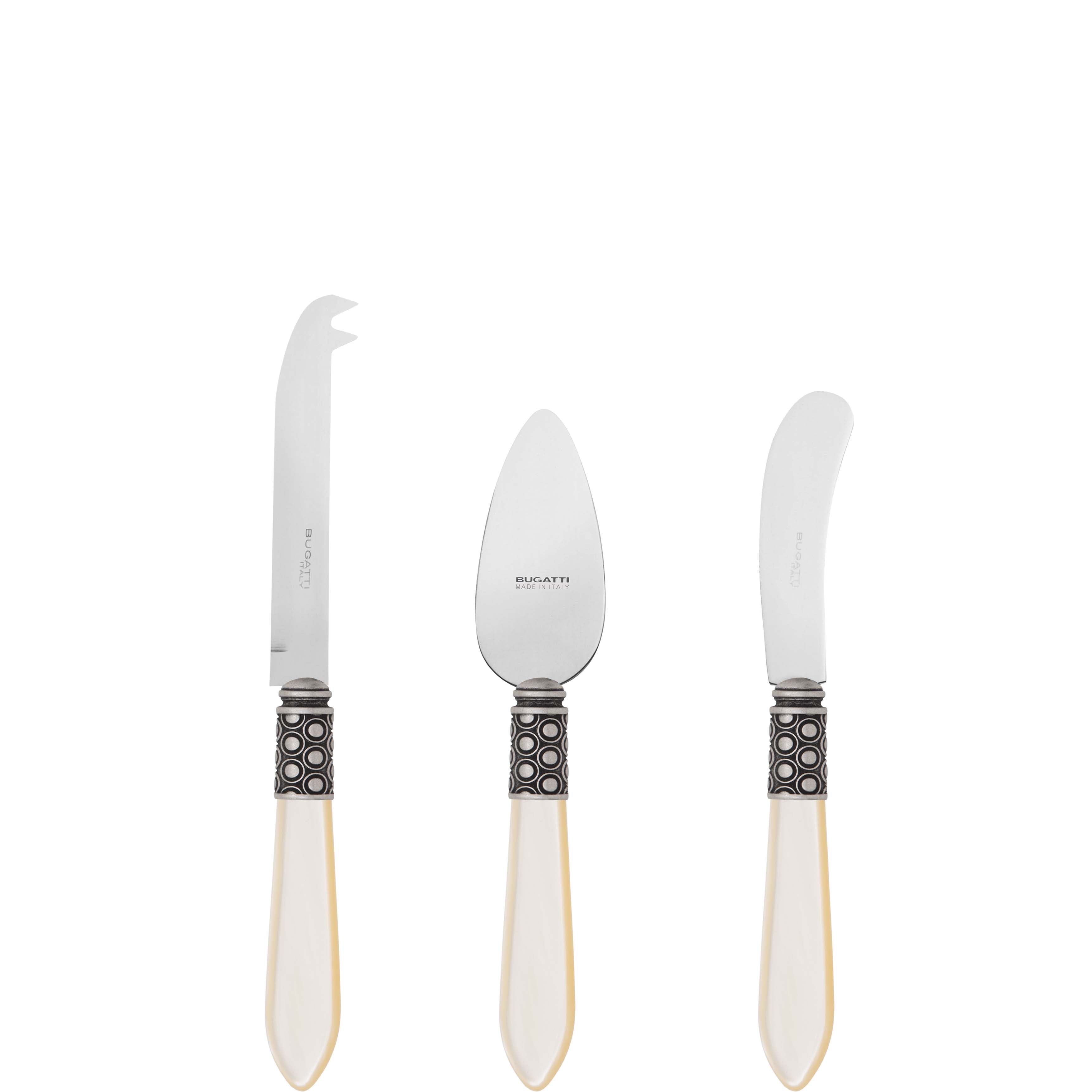 Optical Antique 3 Piece Cheese Knife Set - Ivory