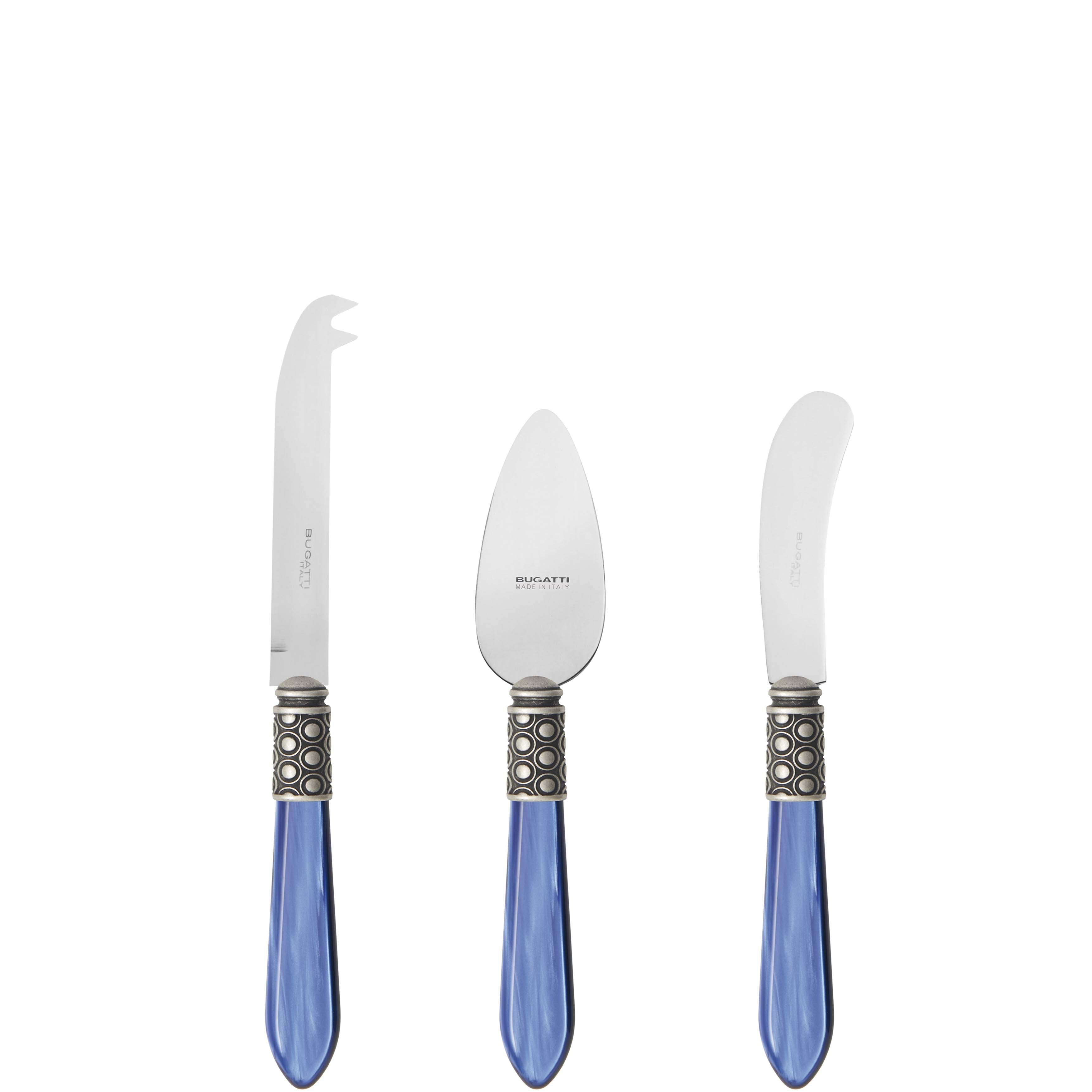 Optical Antique 3 Piece Cheese Knife Set - royal blue-Casa Bugatti USA