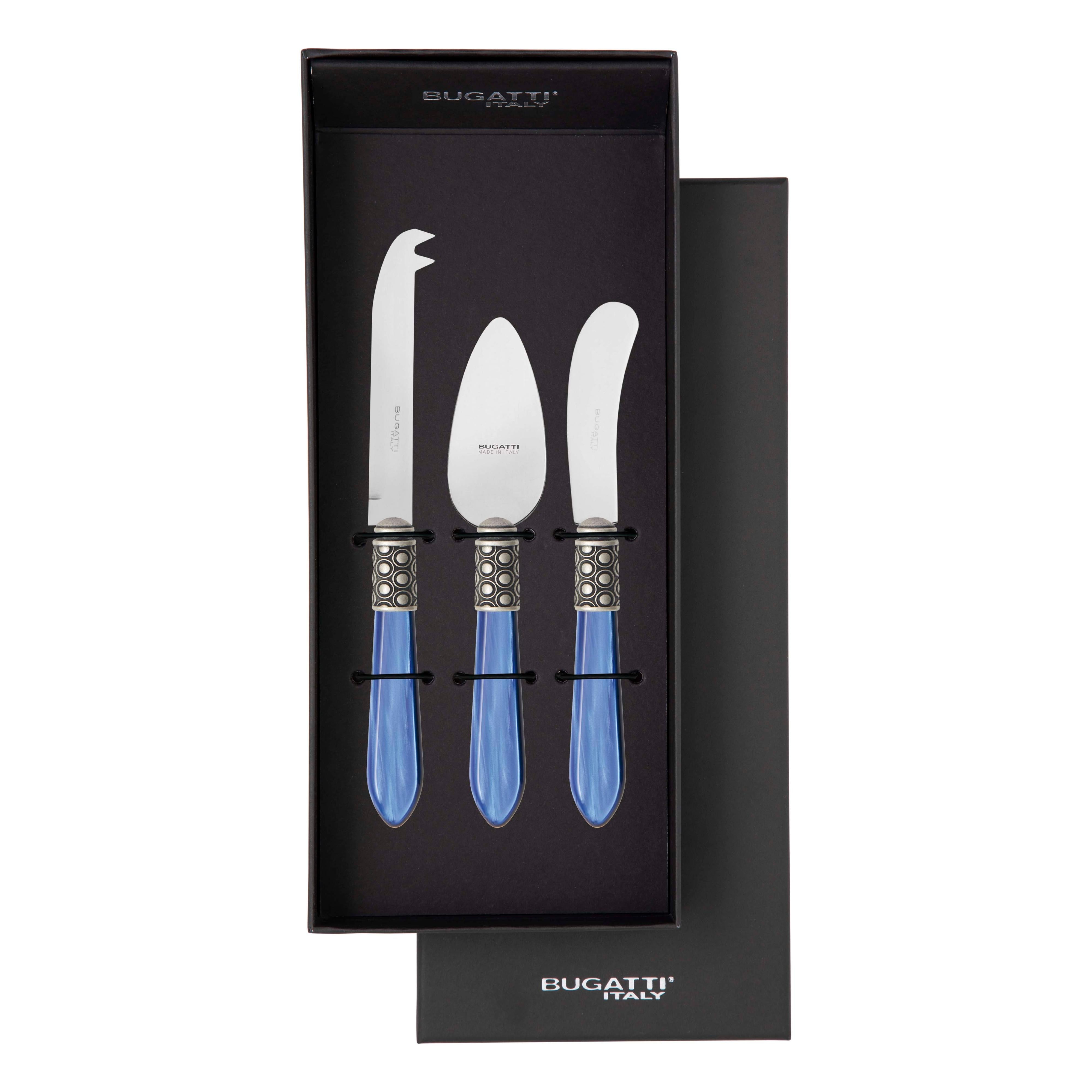 Optical Antique 3 Piece Cheese Knife Set - royal blue-Casa Bugatti USA