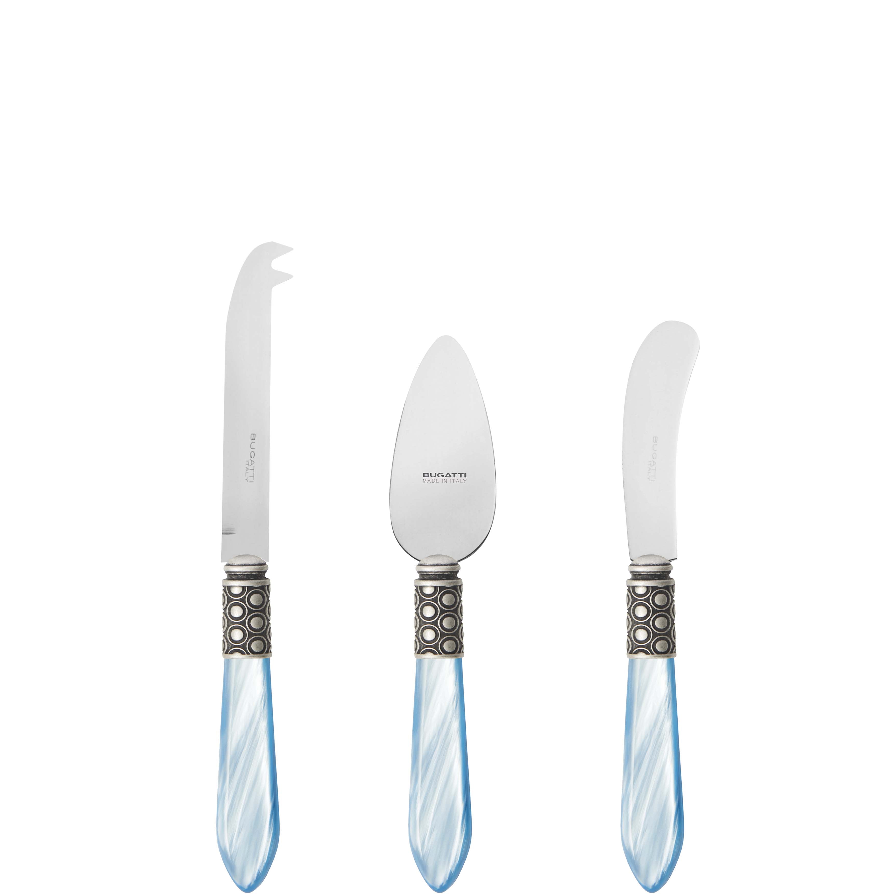 Optical Antique 3 Piece Cheese Knife Set - sky blue