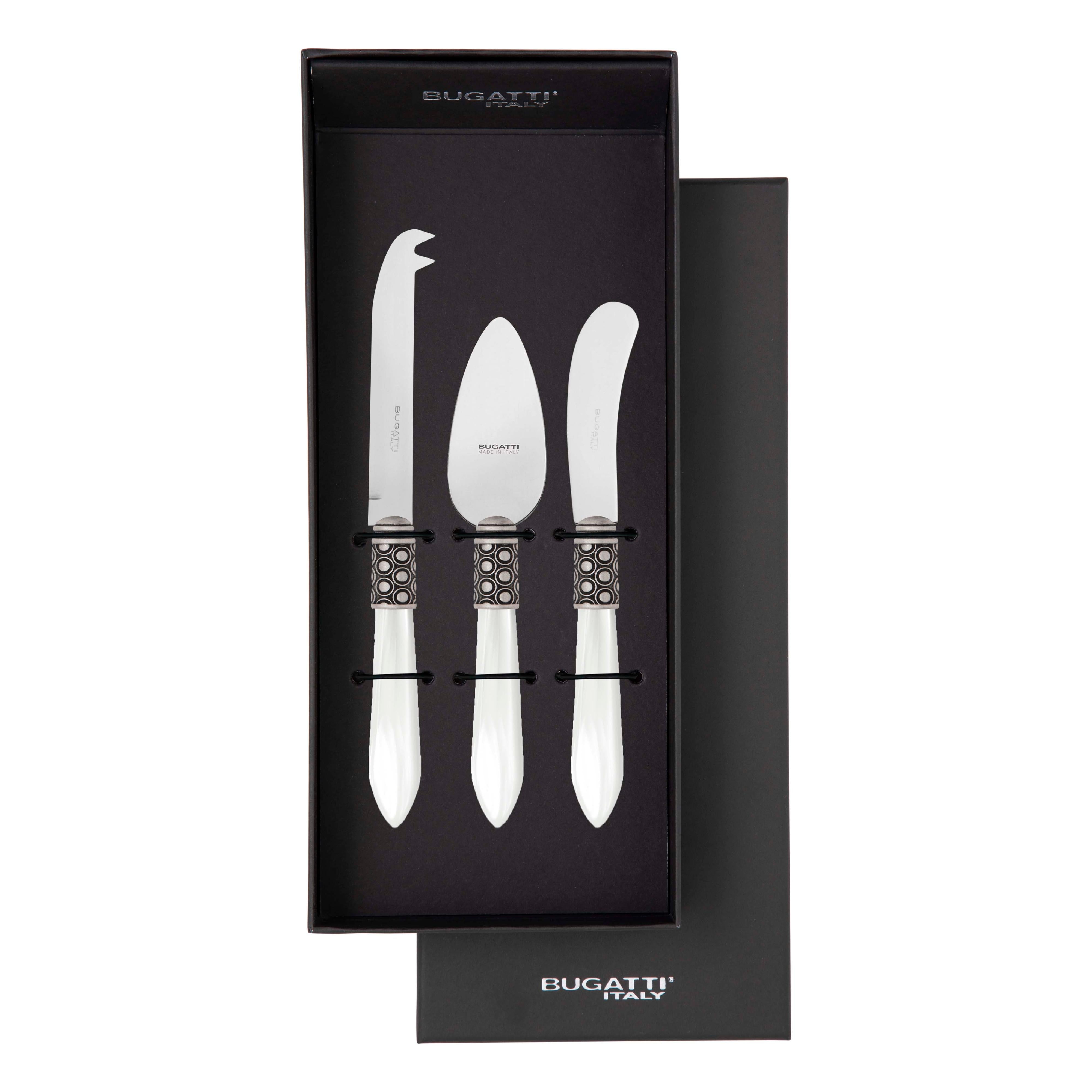 Optical Antique 3 Piece Cheese Knife Set - white