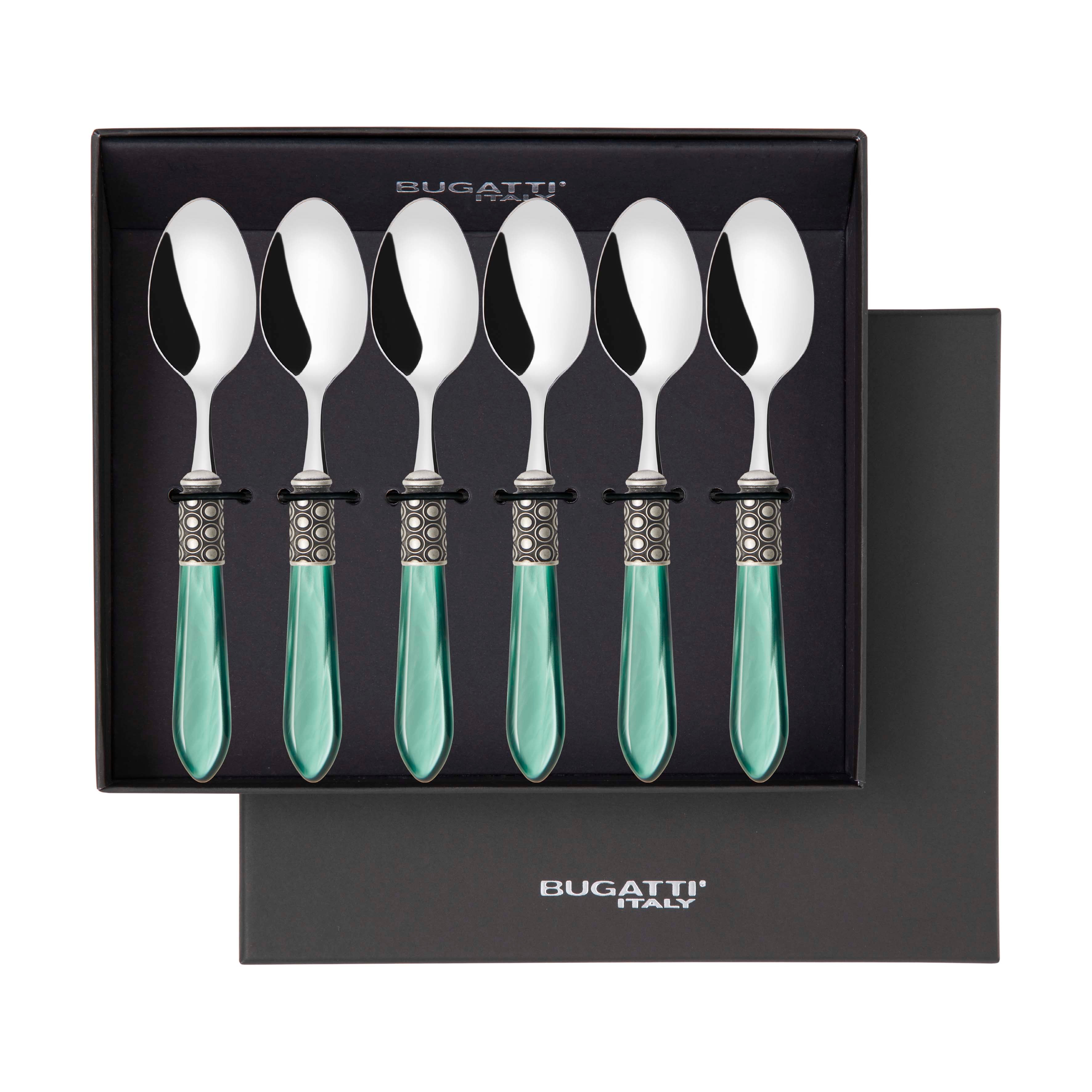 Optical Antique 6 Piece Coffee Spoon Set in gift box - green