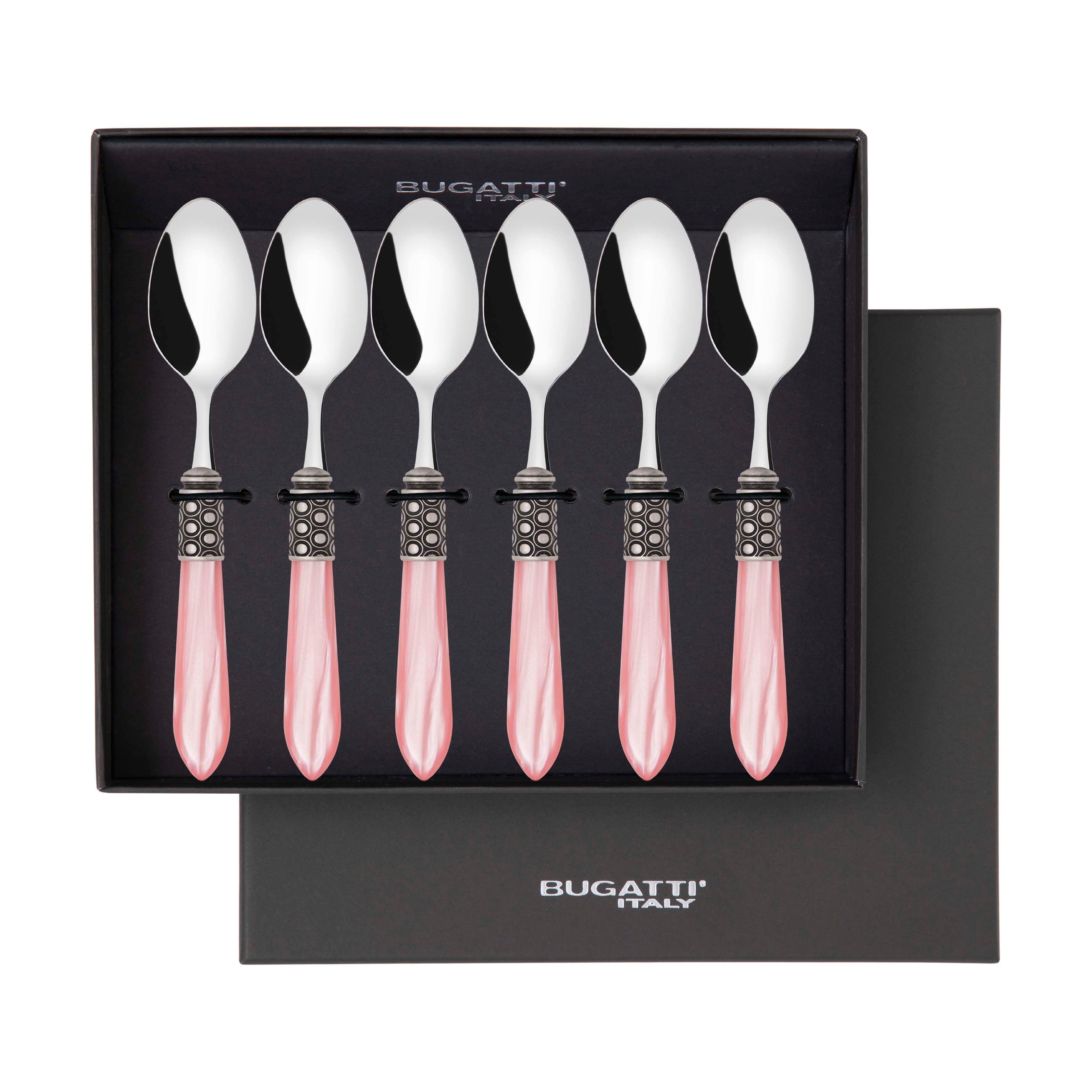 Optical Antique 6 Piece Coffee Spoon Set in gift box - pink