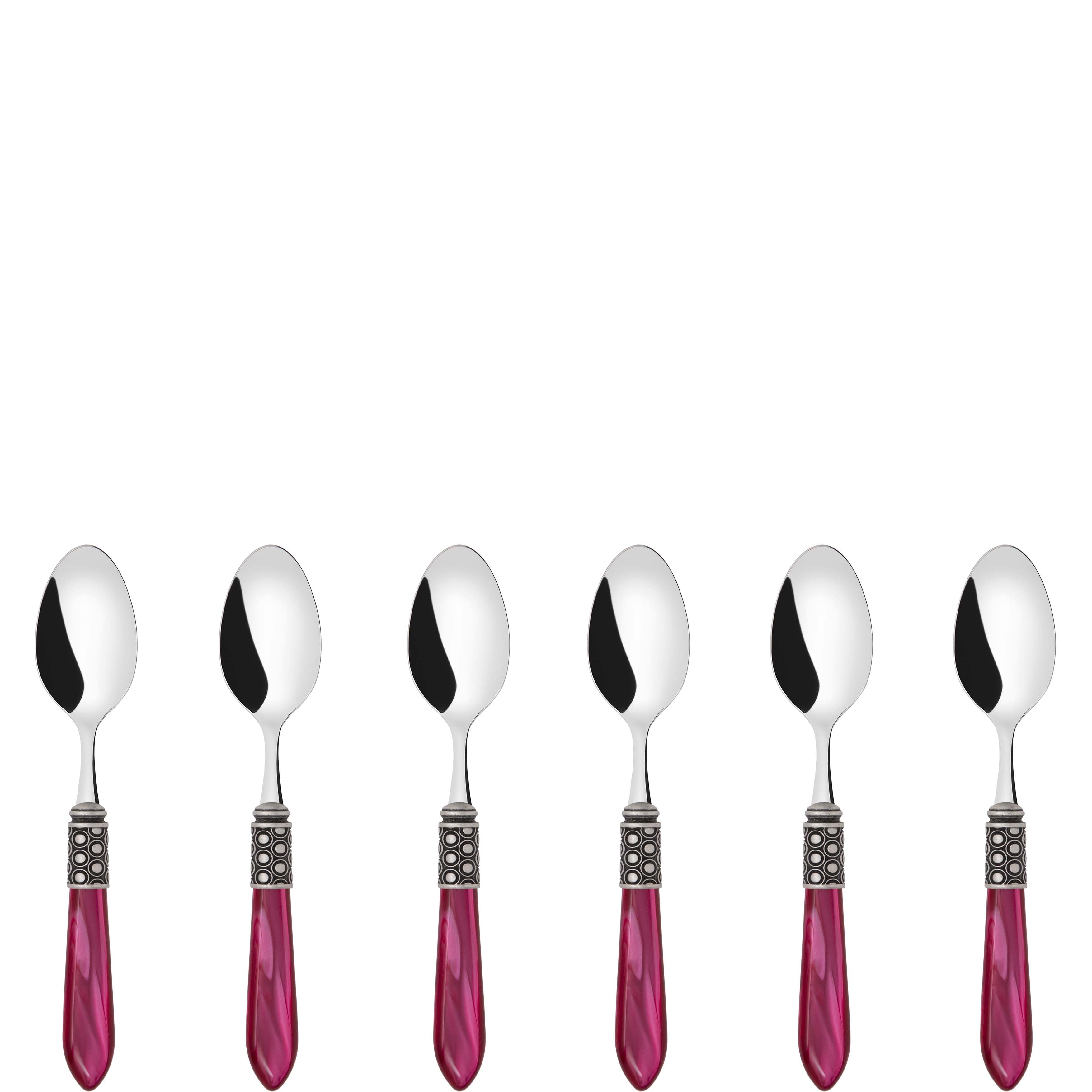 Optical Antique 6 Piece Coffee Spoon Set in gift box - raspberry