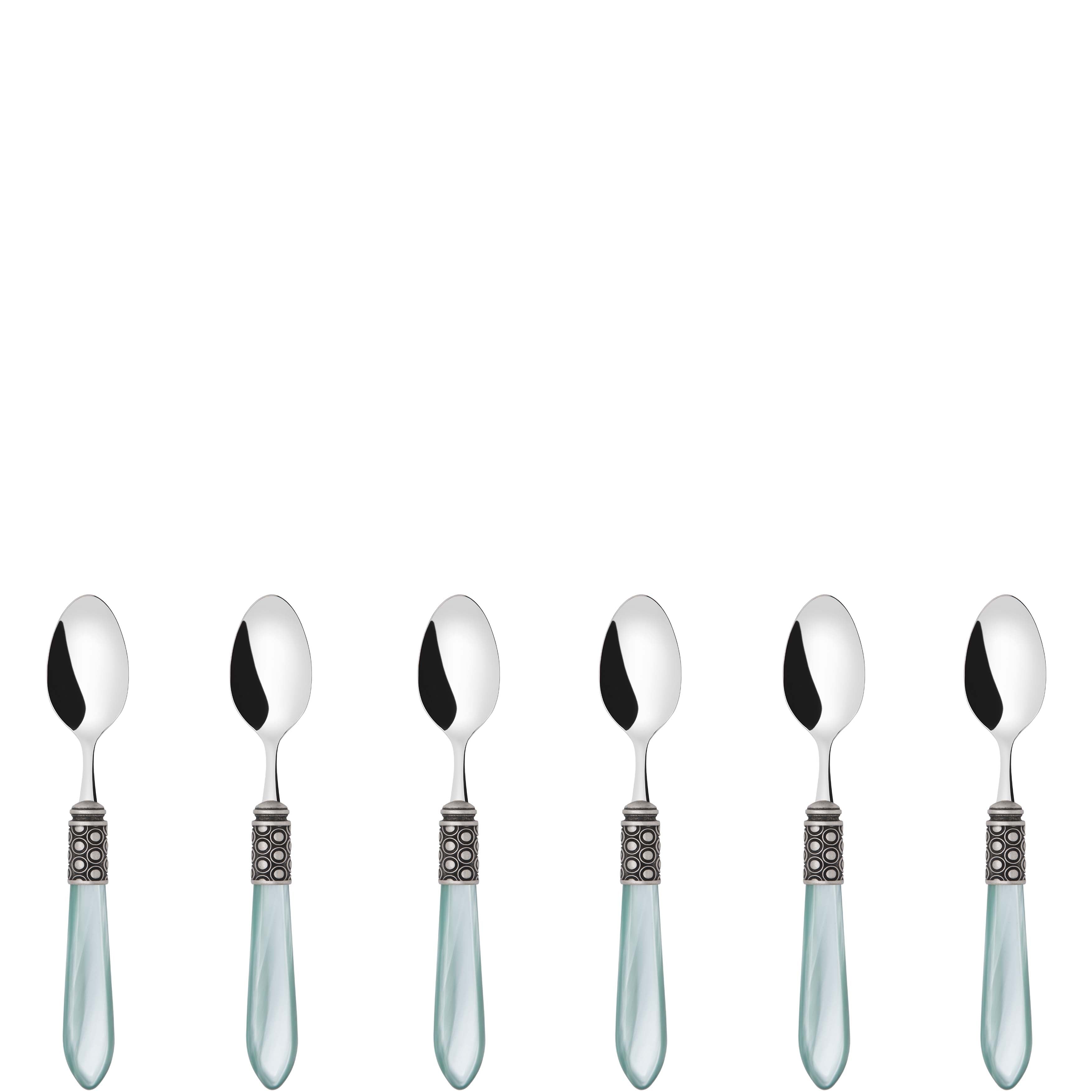 Optical Antique 6 Piece Moka Spoon Set in gift box aqua