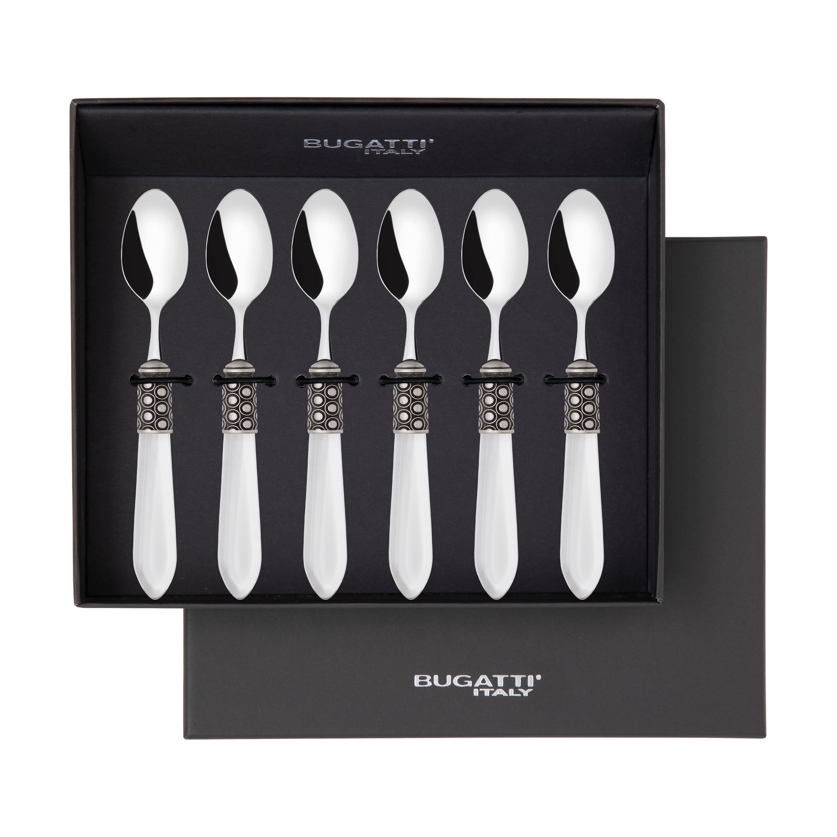 Optical Antique 6 Piece Moka Spoon Set in gift box clear