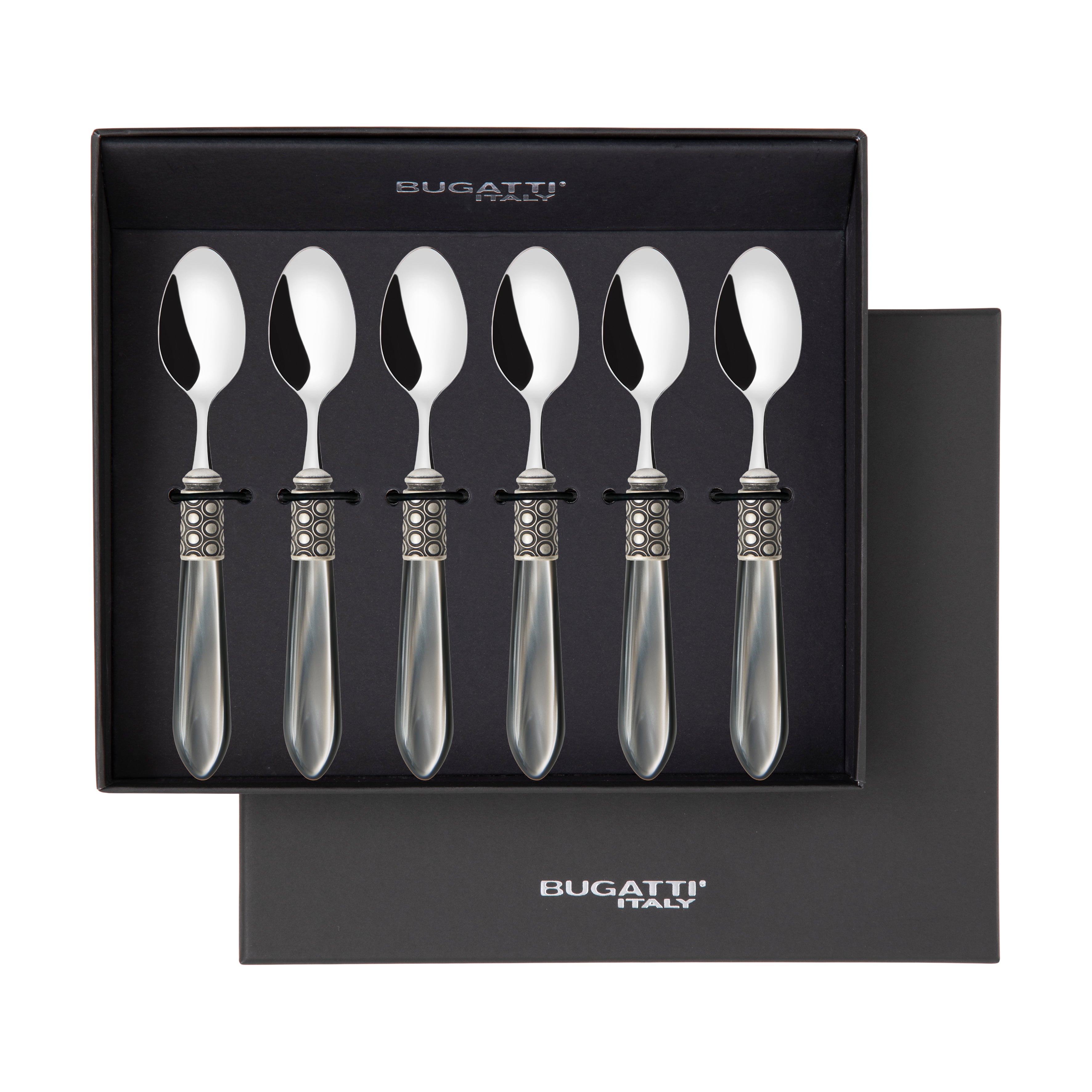 Optical Antique 6 Piece Moka Spoon Set in gift box gray
