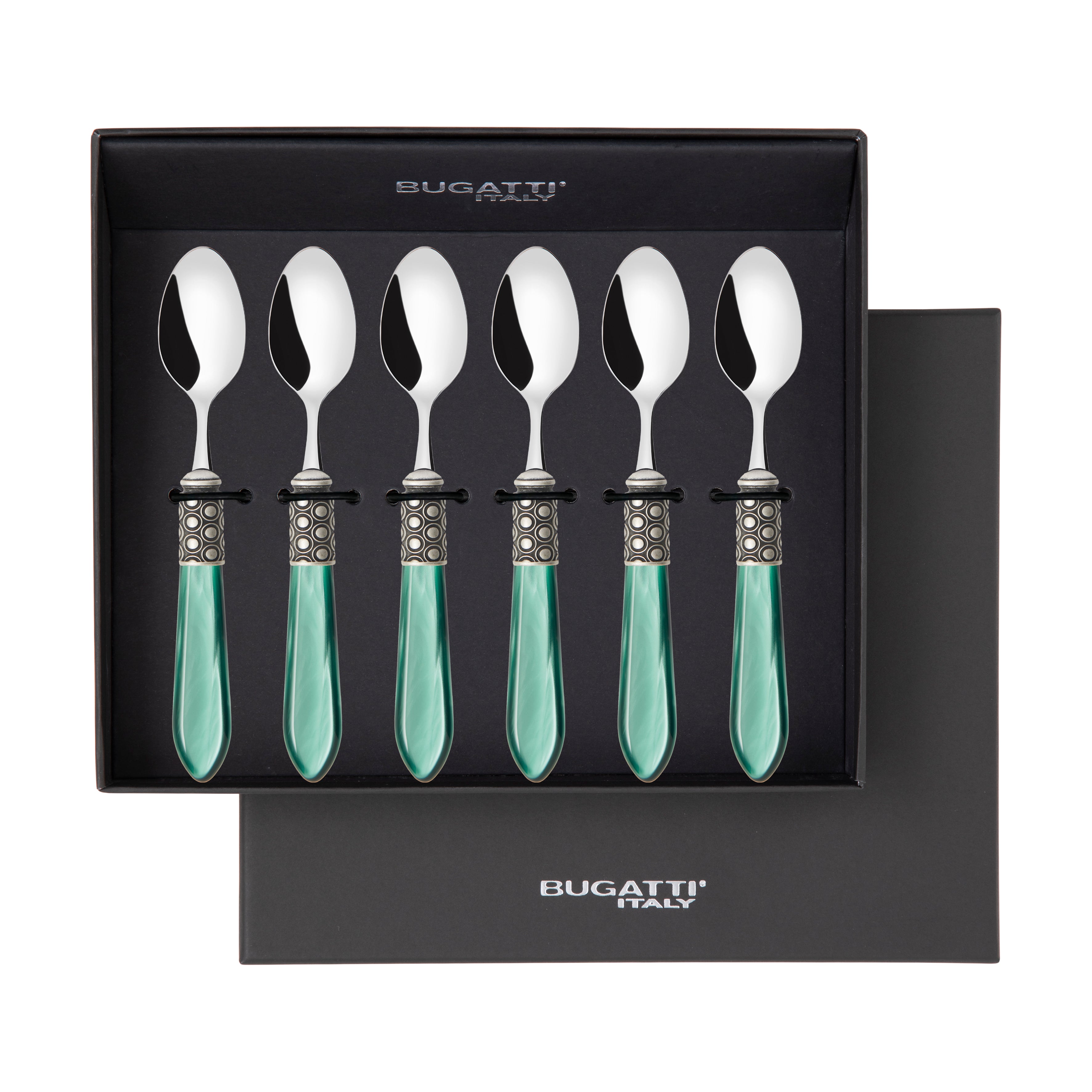 Optical Antique 6 Piece Moka Spoon Set in gift box green