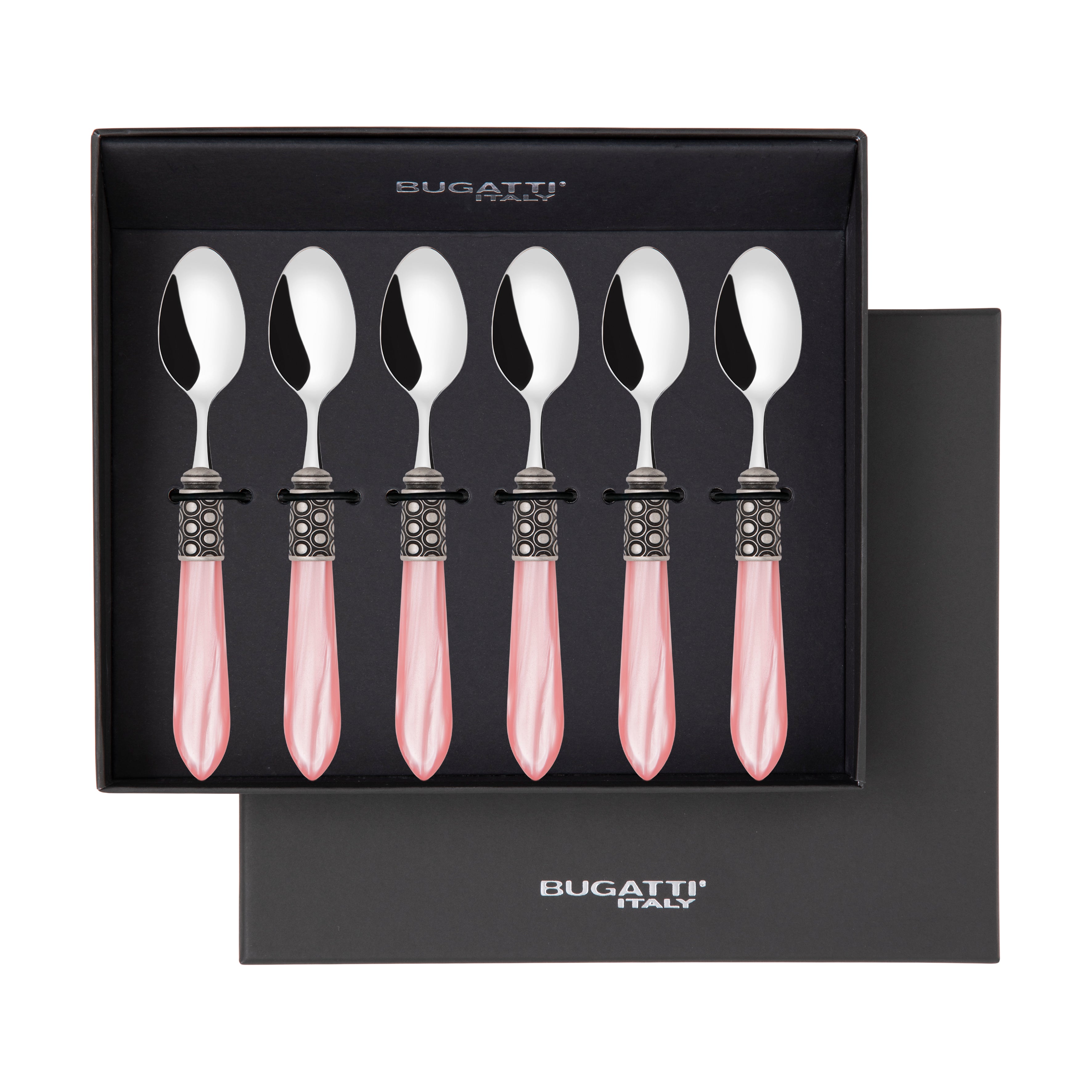 Optical Antique 6 Piece Moka Spoon Set in gift box pink