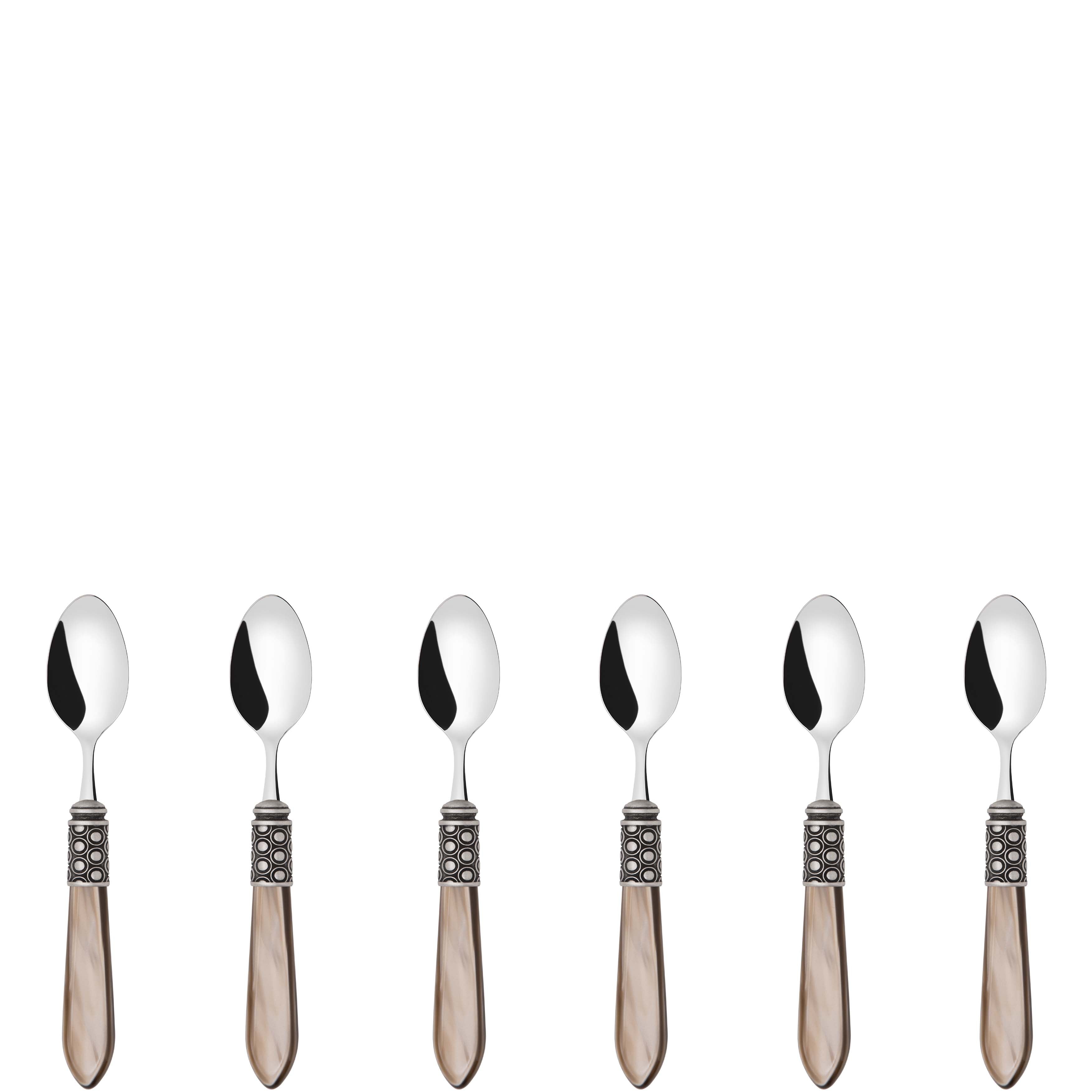 Optical Antique 6 Piece Moka Spoon Set in gift box taupe