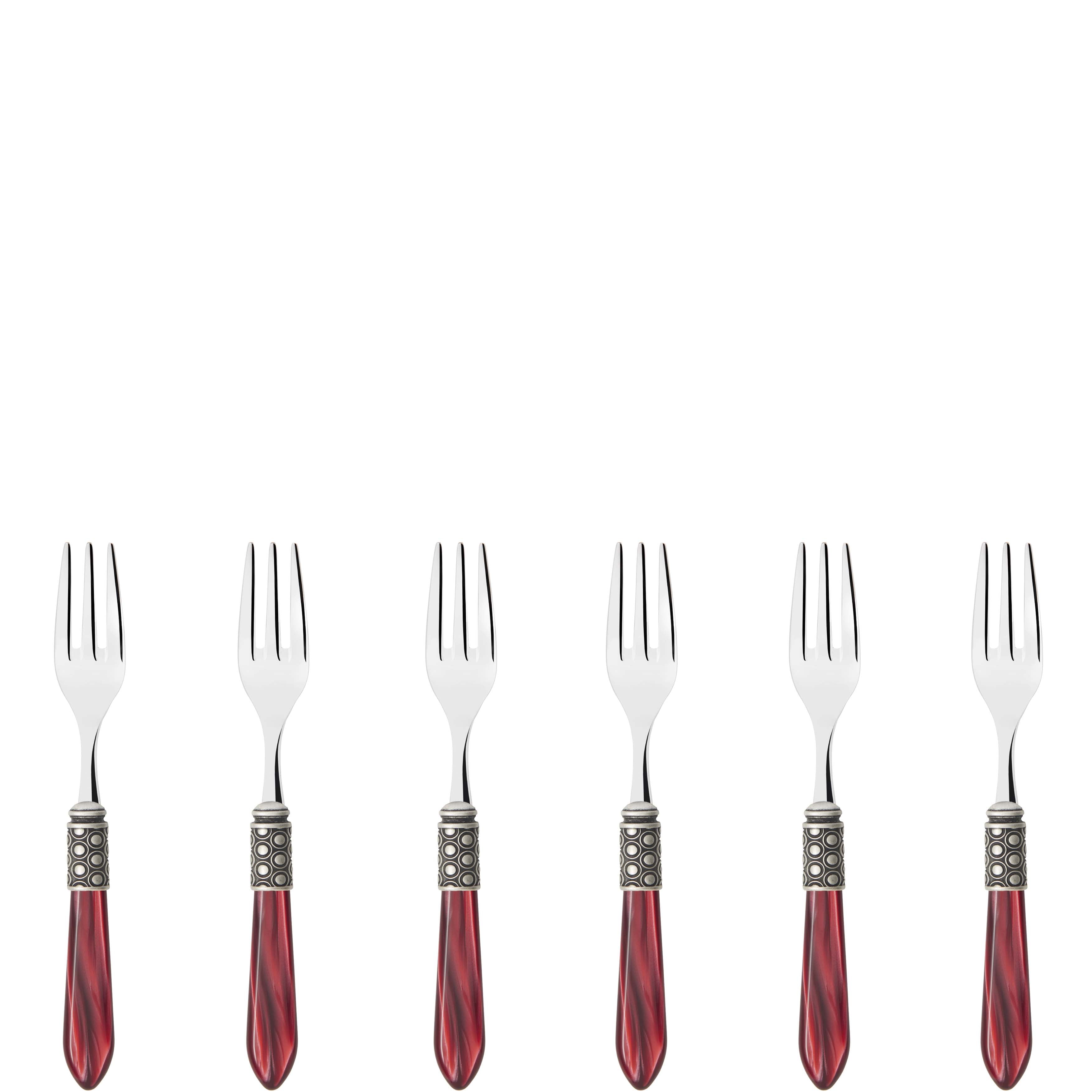 Optical Antique Cocktail / Cake Fork Set in gift box - burgundy
