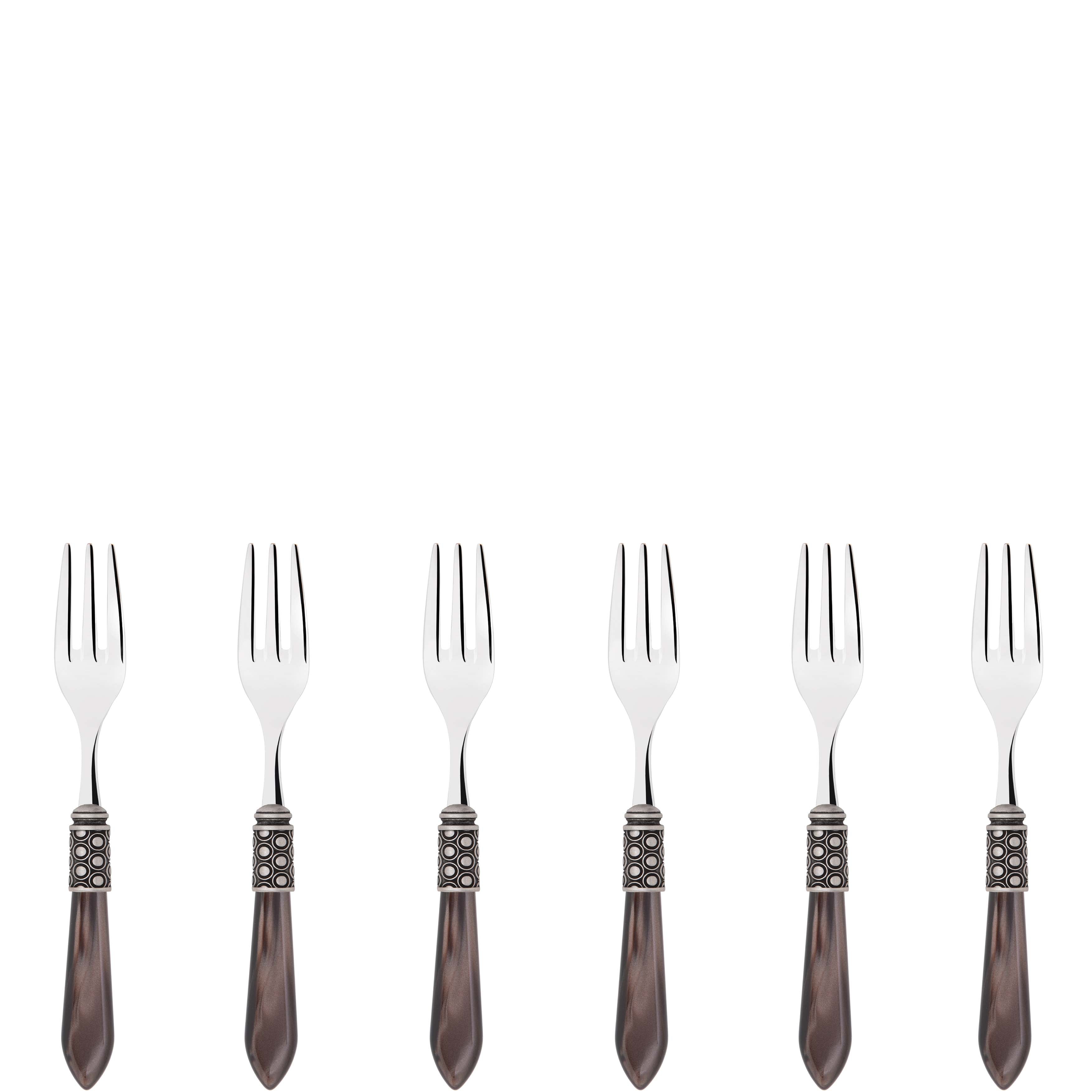Optical Antique Cocktail / Cake Fork Set in gift box - chocolate