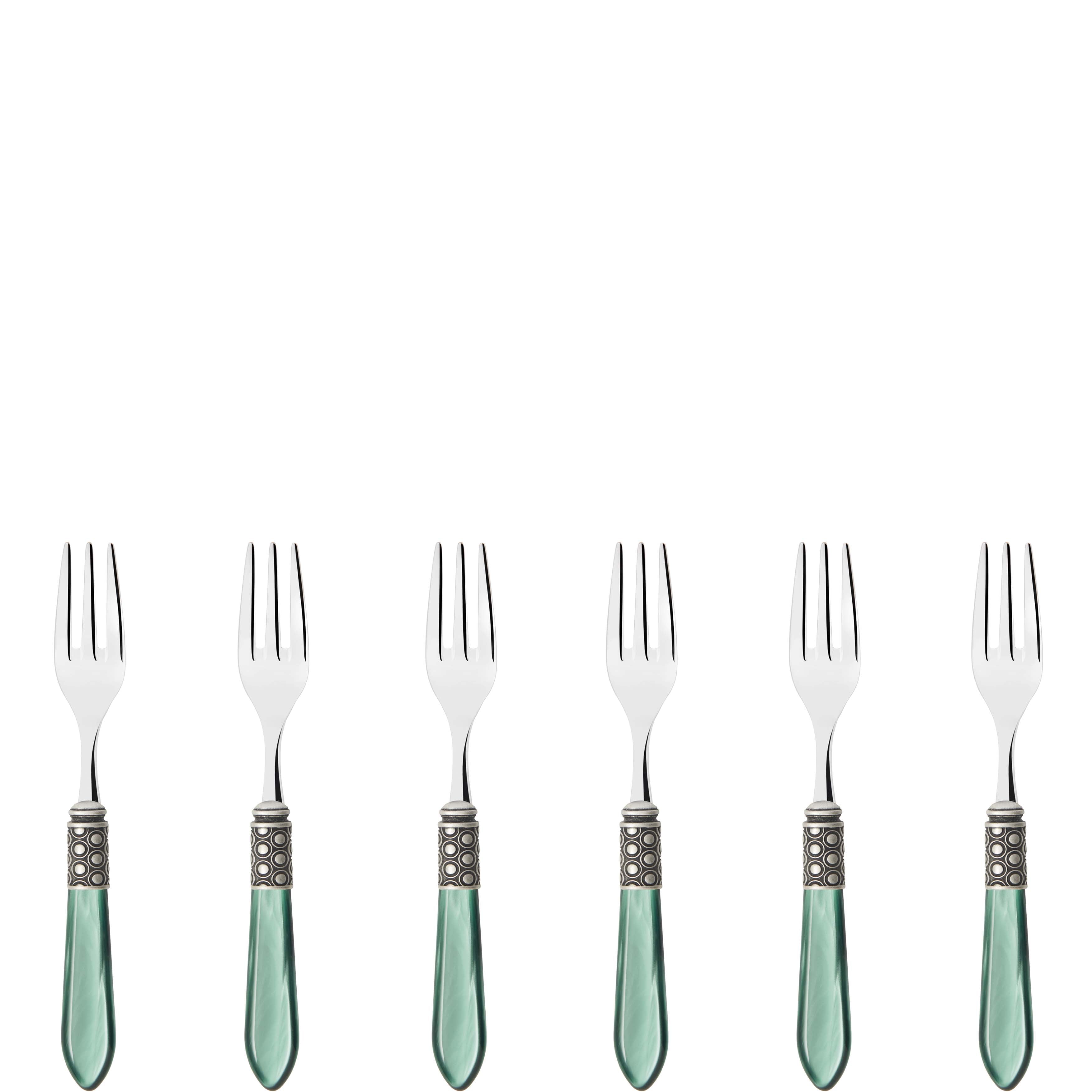 Optical Antique Cocktail / Cake Fork Set in gift box - green