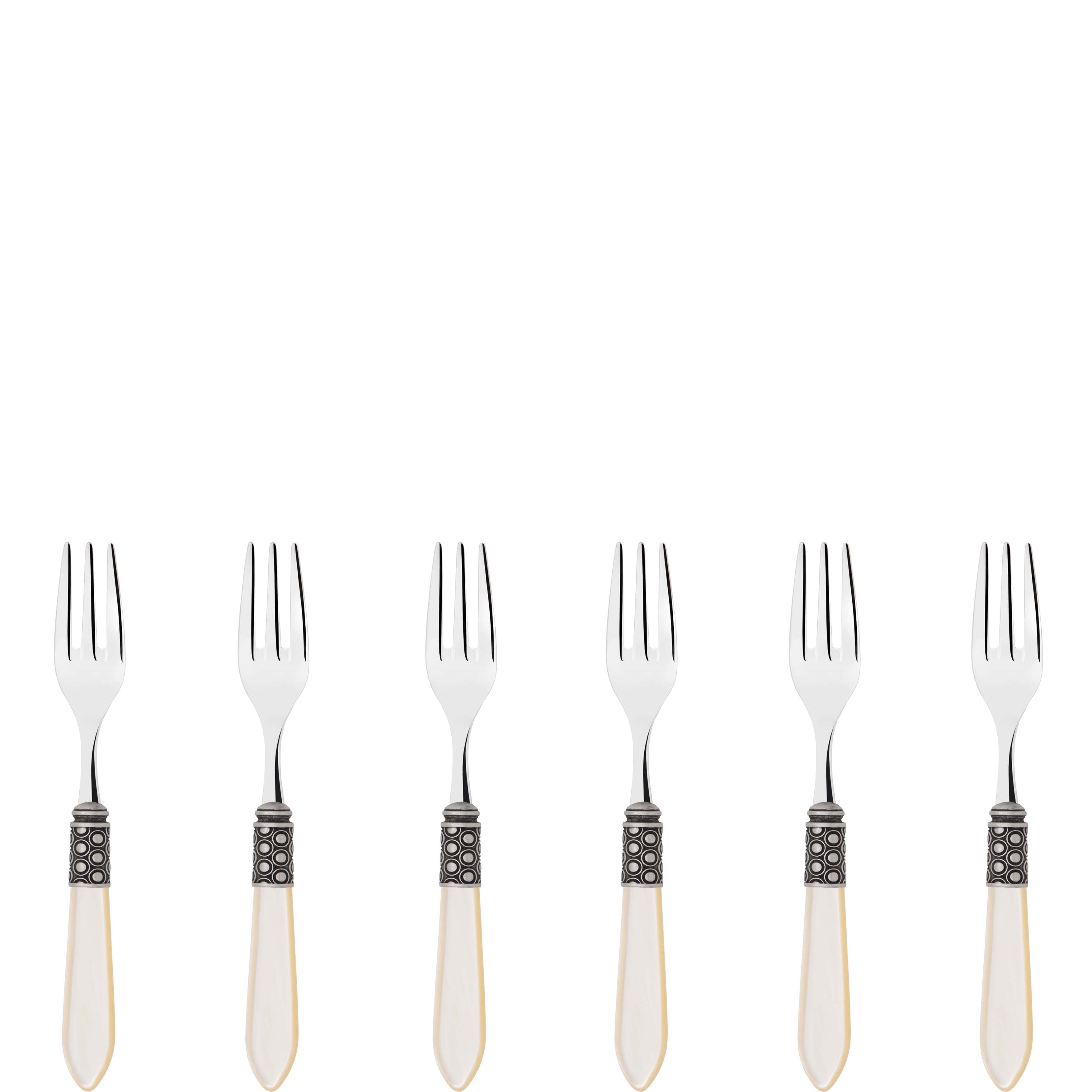 Optical Antique Cocktail / Cake Fork Set in gift box - Ivory