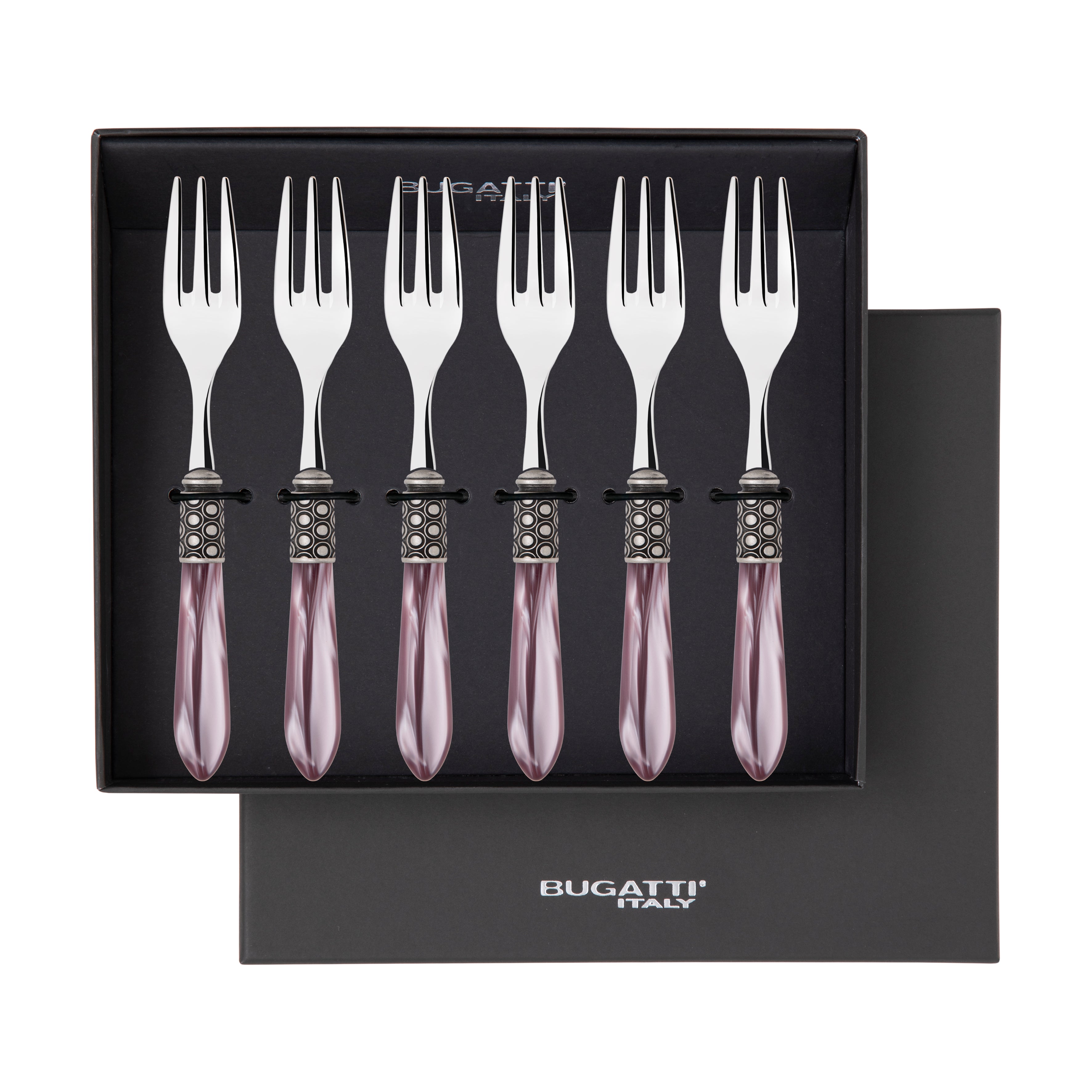 Optical Antique Cocktail / Cake Fork Set in gift box - lilac