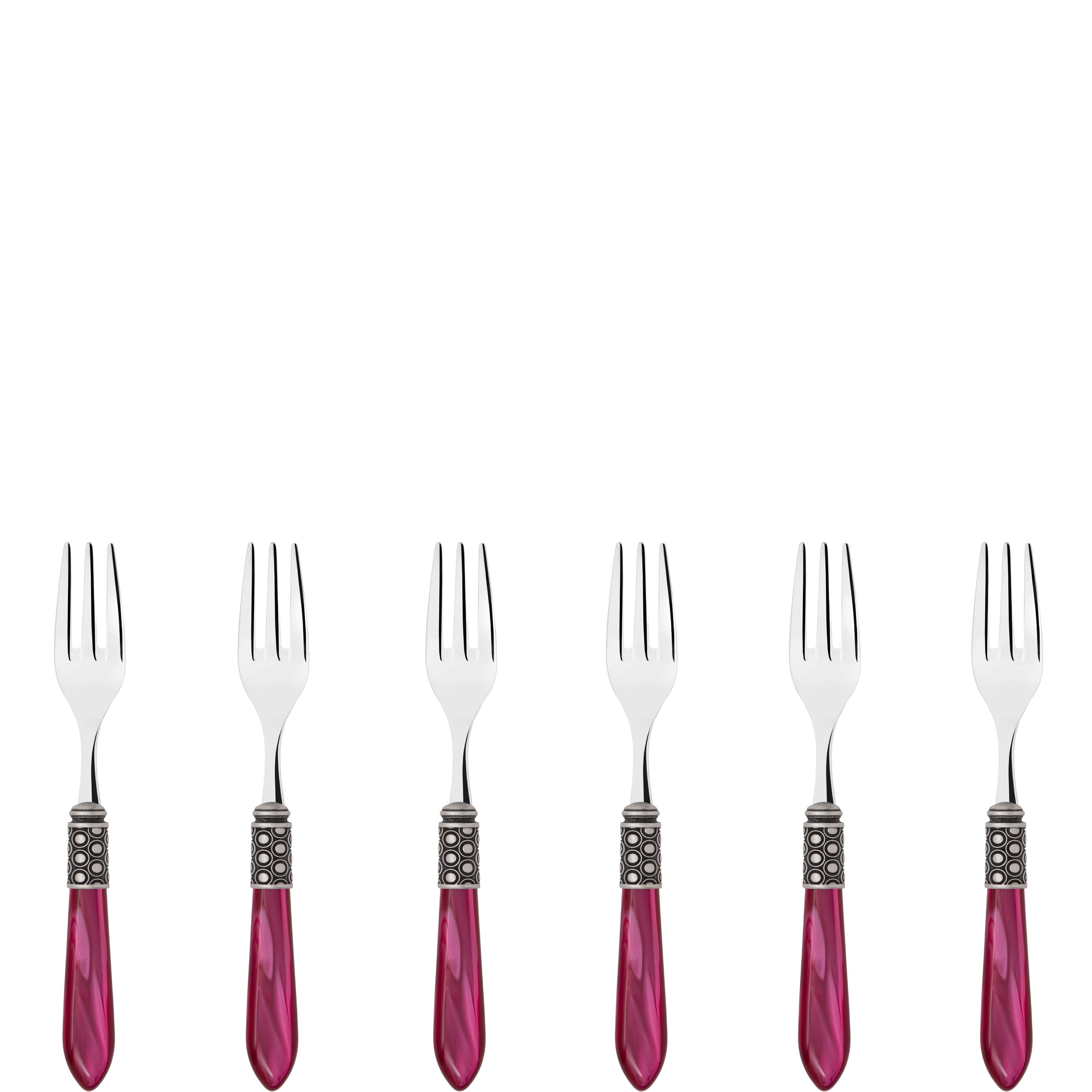 Optical Antique Cocktail / Cake Fork Set in gift box - raspberry