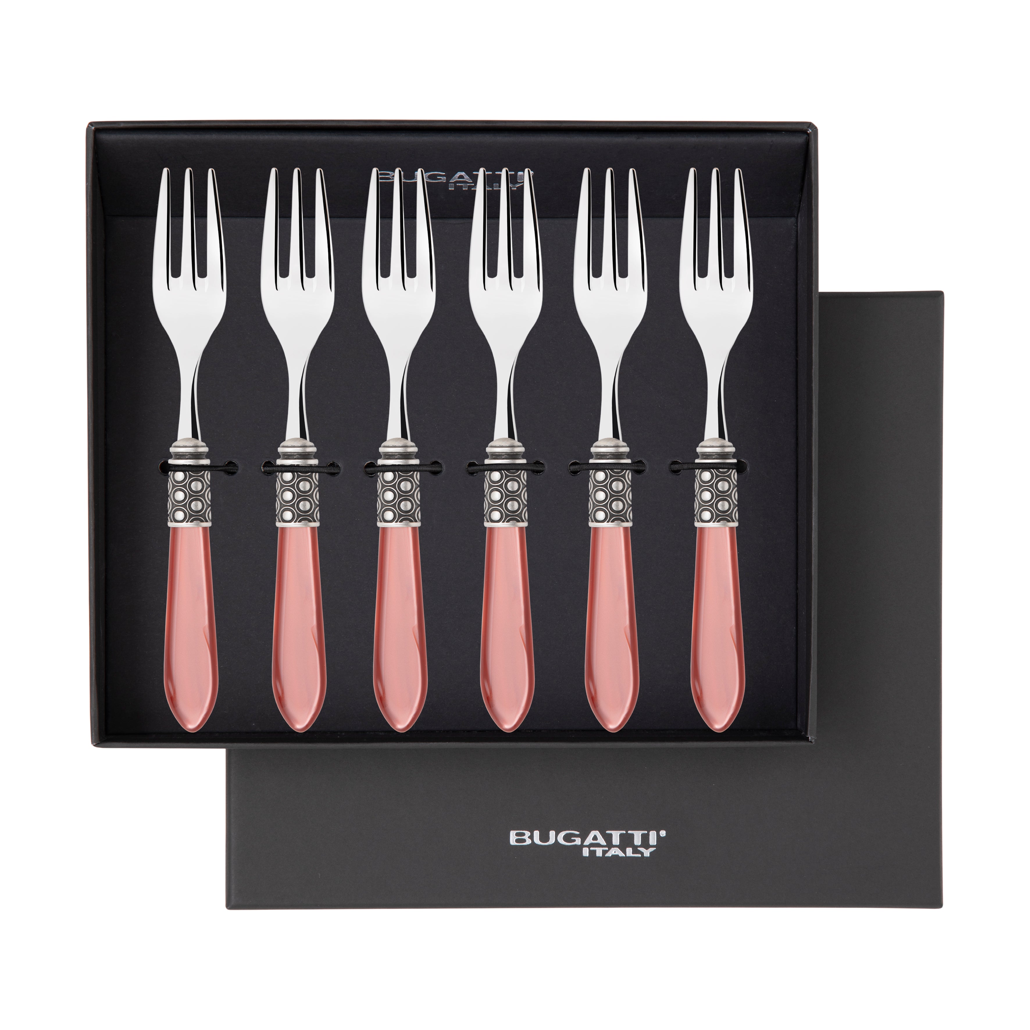 Optical Antique Cocktail / Cake Fork Set in gift box - rust