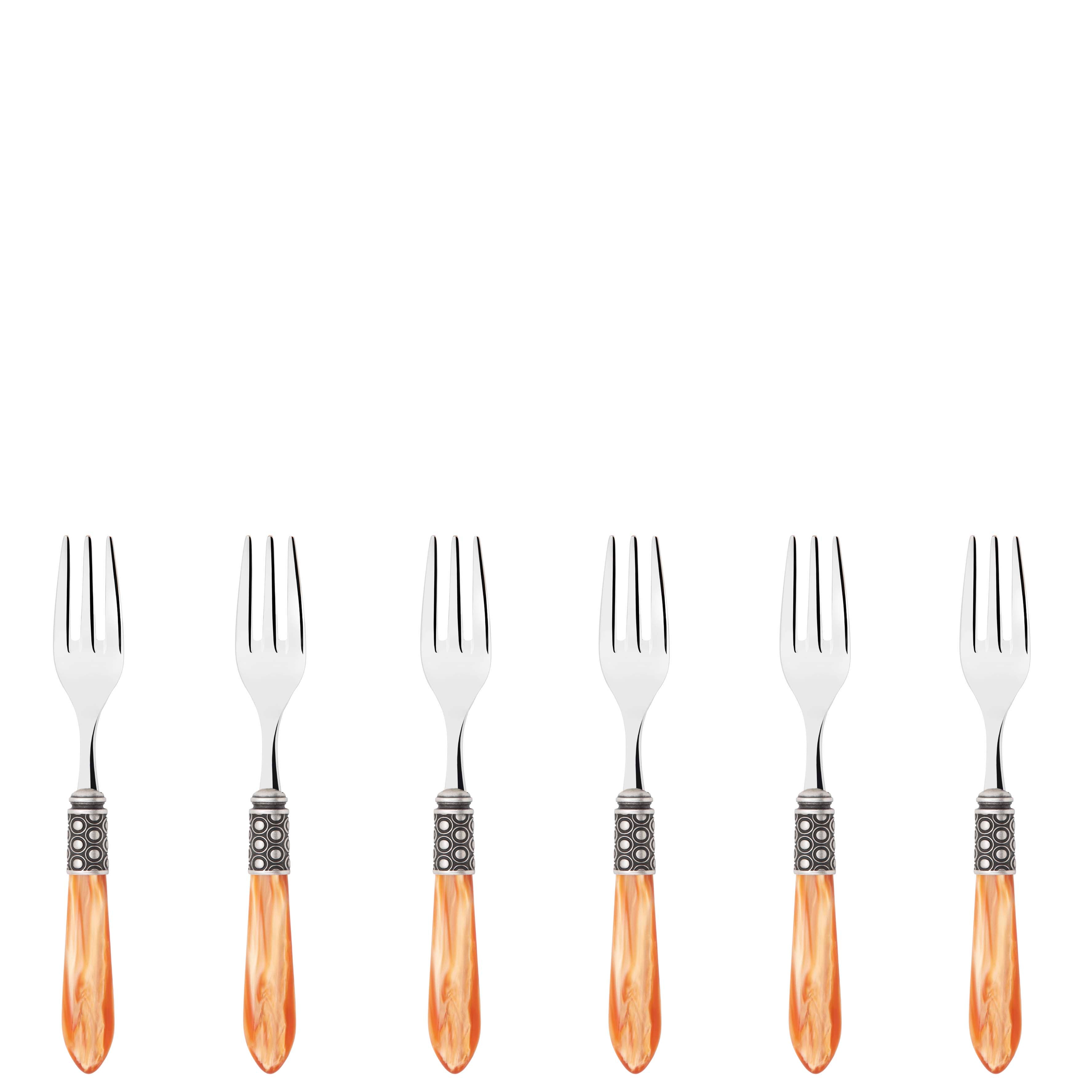 Optical Antique Cocktail / Cake Fork Set in gift box - tangerine
