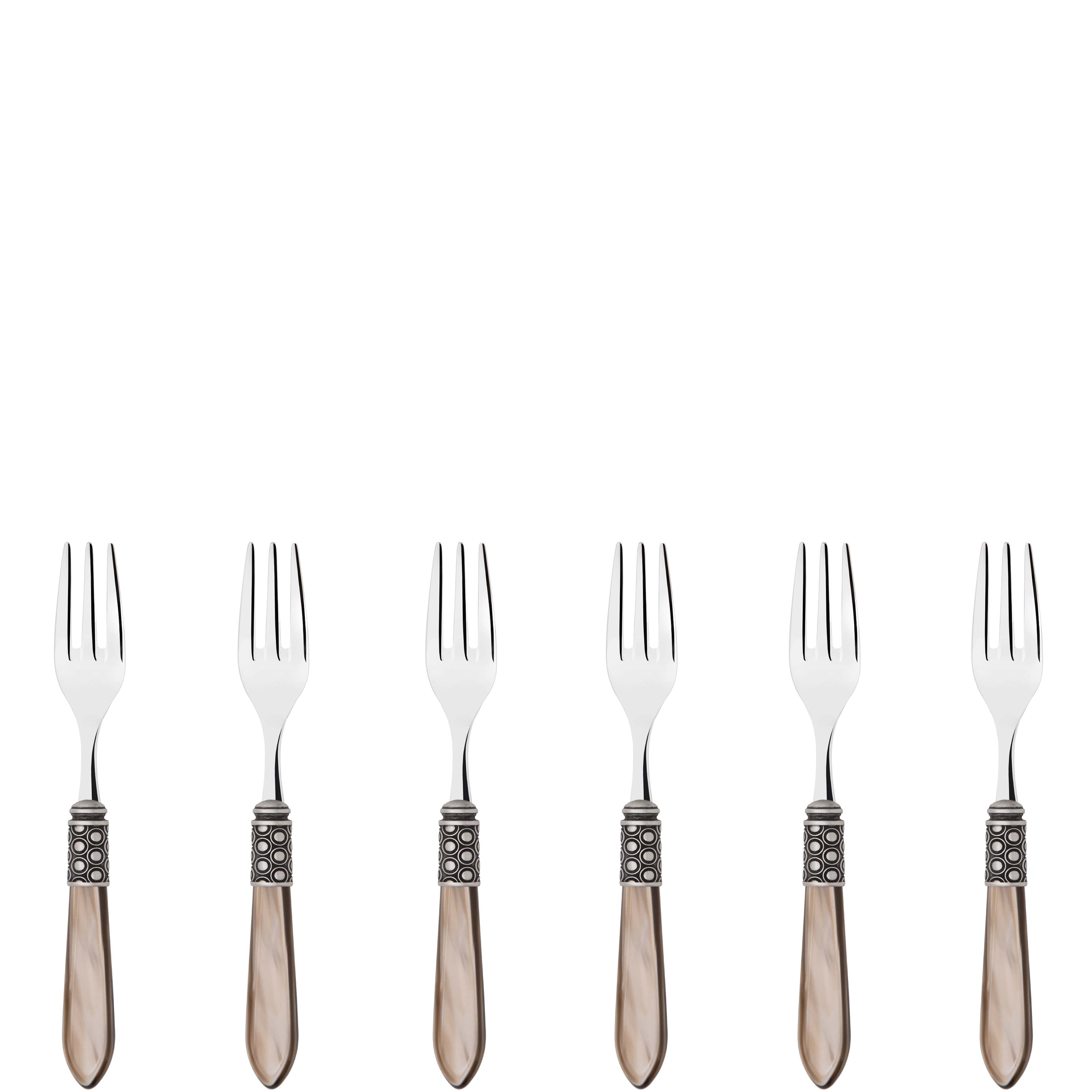 Optical Antique Cocktail / Cake Fork Set in gift box - taupe